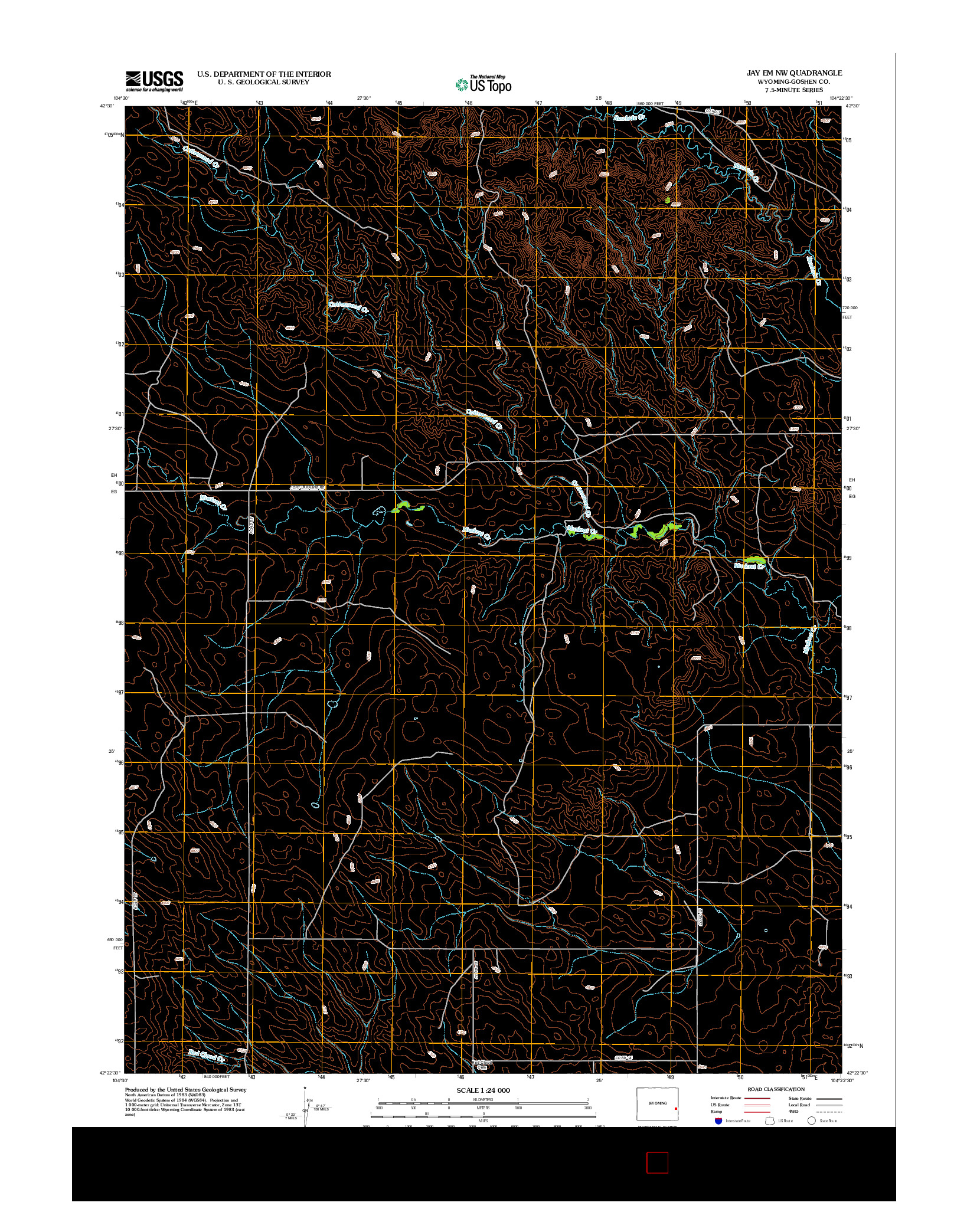 USGS US TOPO 7.5-MINUTE MAP FOR JAY EM NW, WY 2012