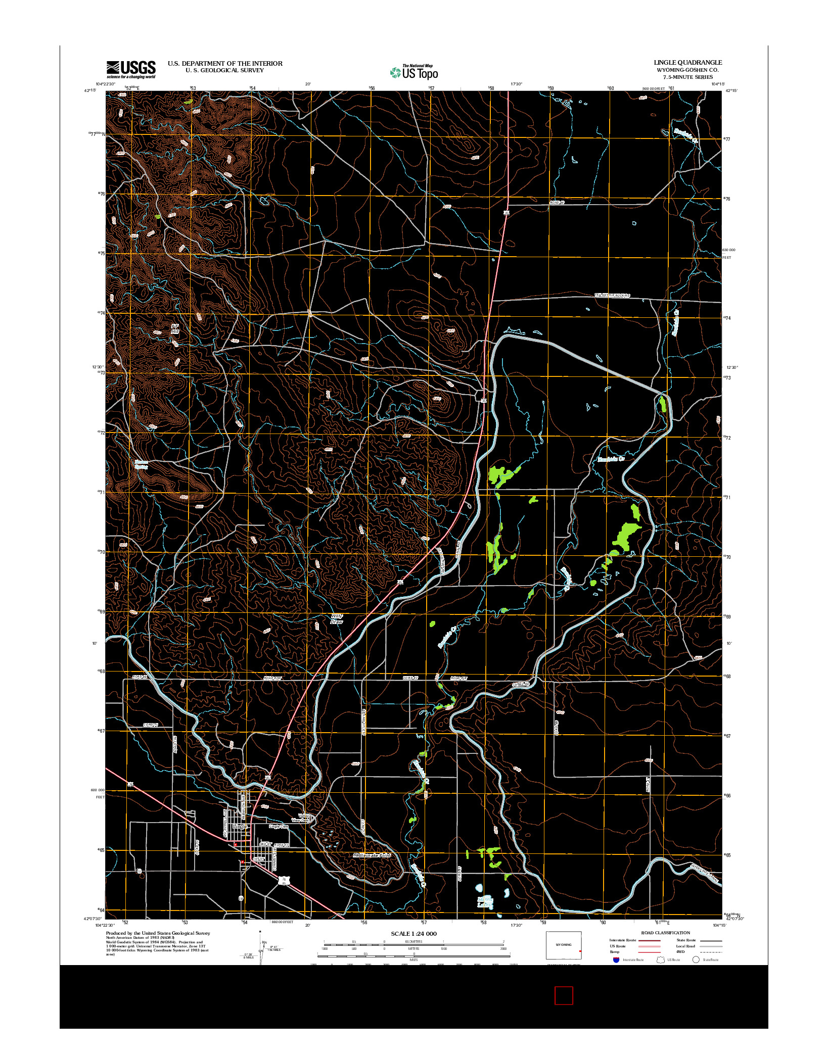 USGS US TOPO 7.5-MINUTE MAP FOR LINGLE, WY 2012
