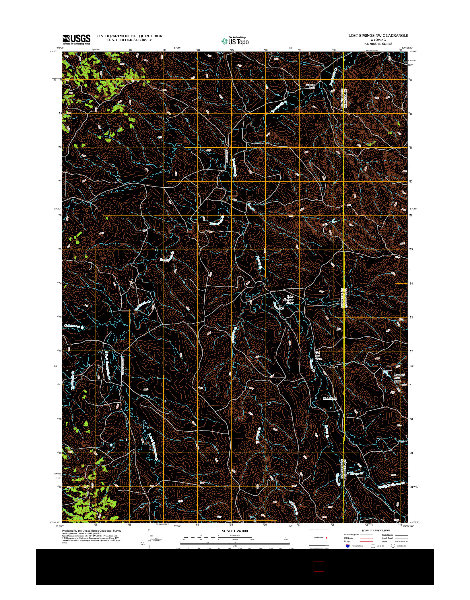 USGS US TOPO 7.5-MINUTE MAP FOR LOST SPRINGS NW, WY 2012