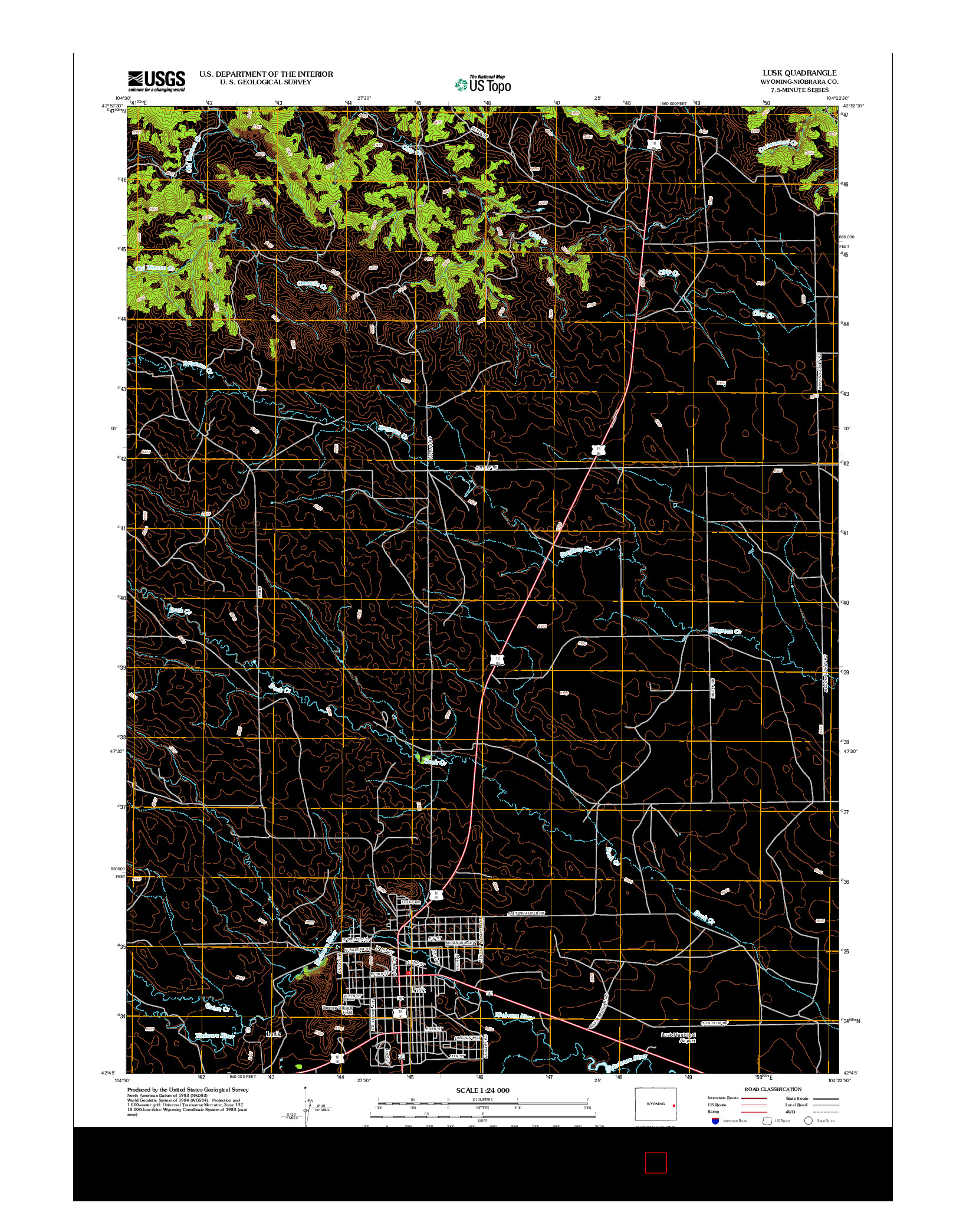 USGS US TOPO 7.5-MINUTE MAP FOR LUSK, WY 2012