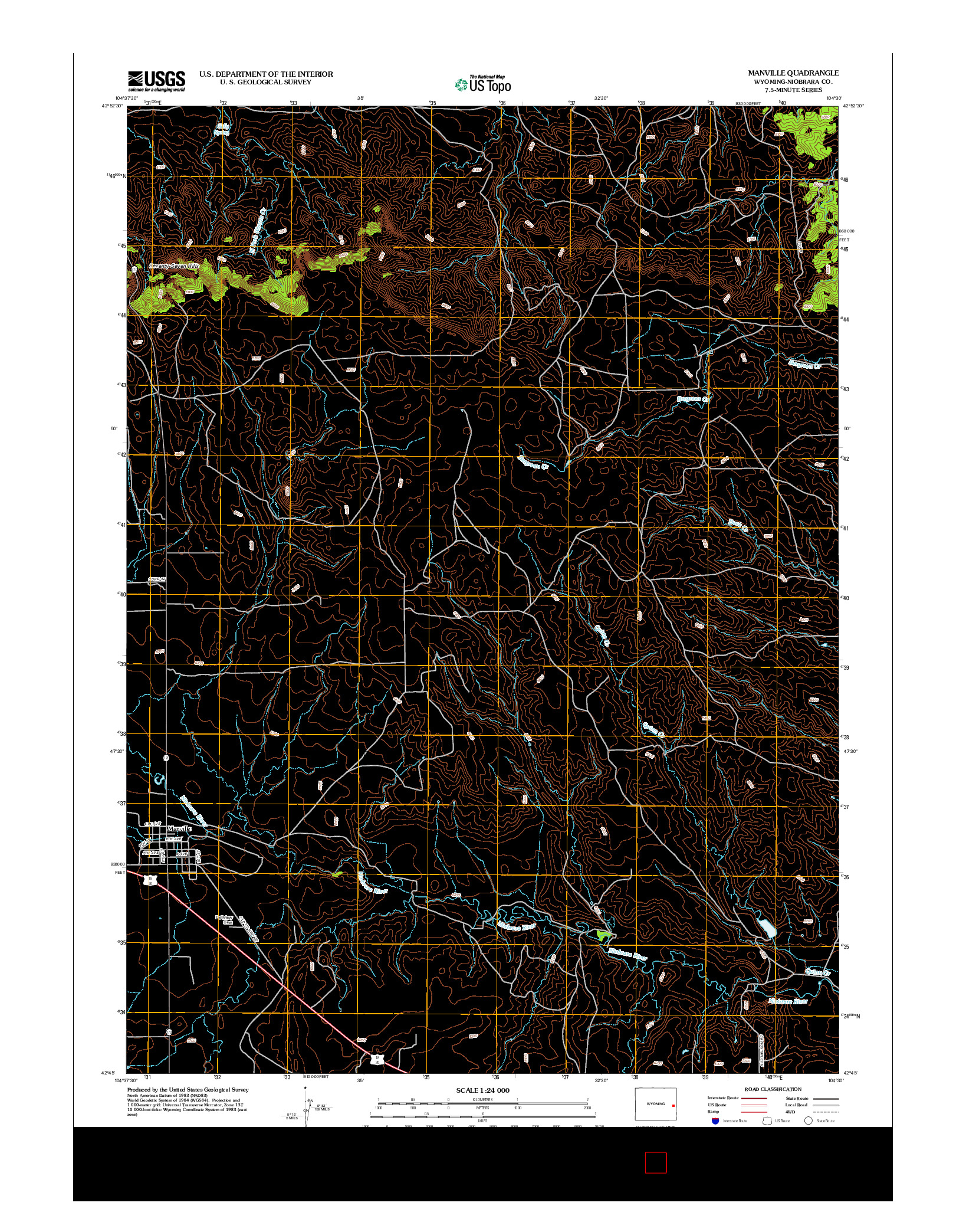 USGS US TOPO 7.5-MINUTE MAP FOR MANVILLE, WY 2012