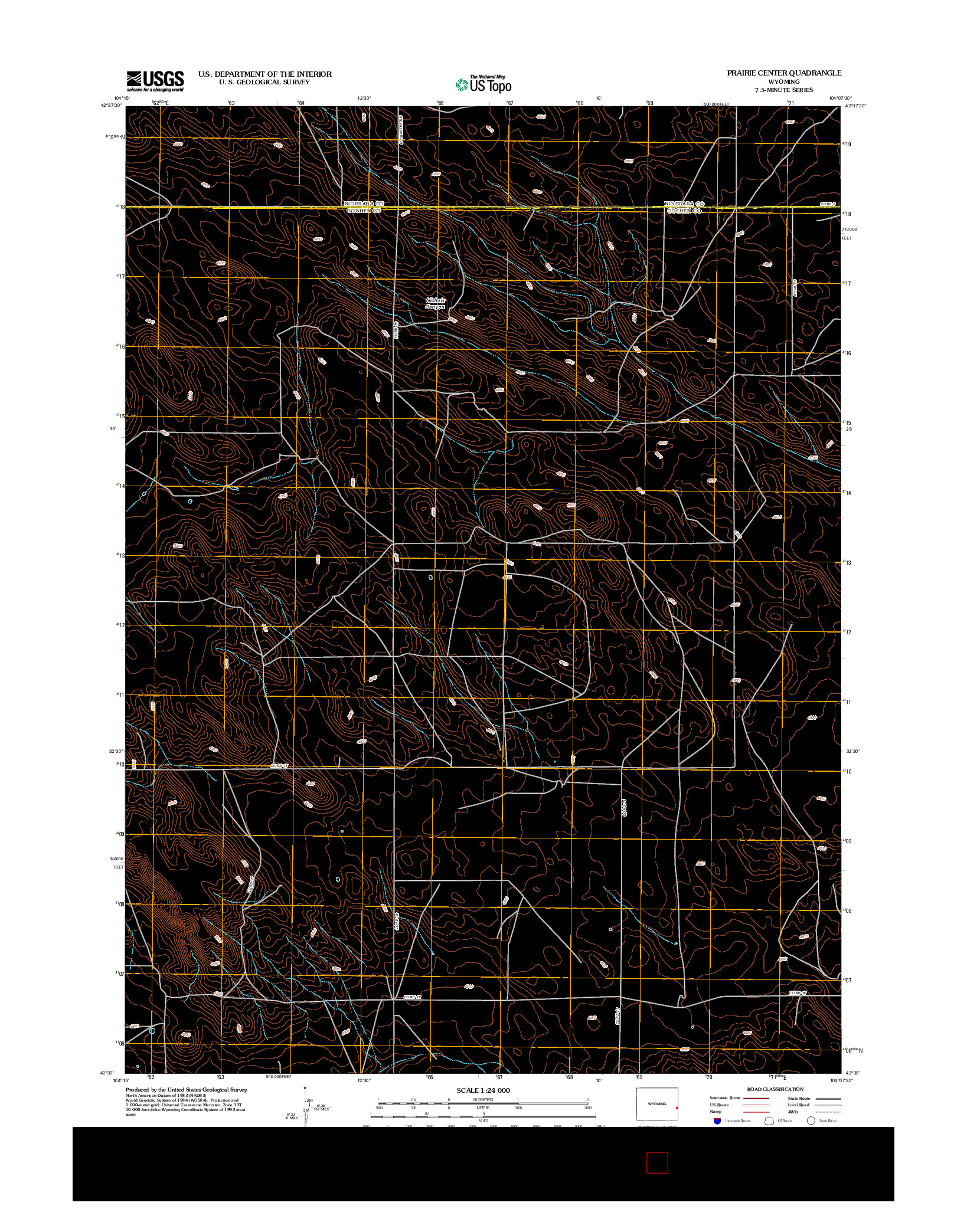 USGS US TOPO 7.5-MINUTE MAP FOR PRAIRIE CENTER, WY 2012