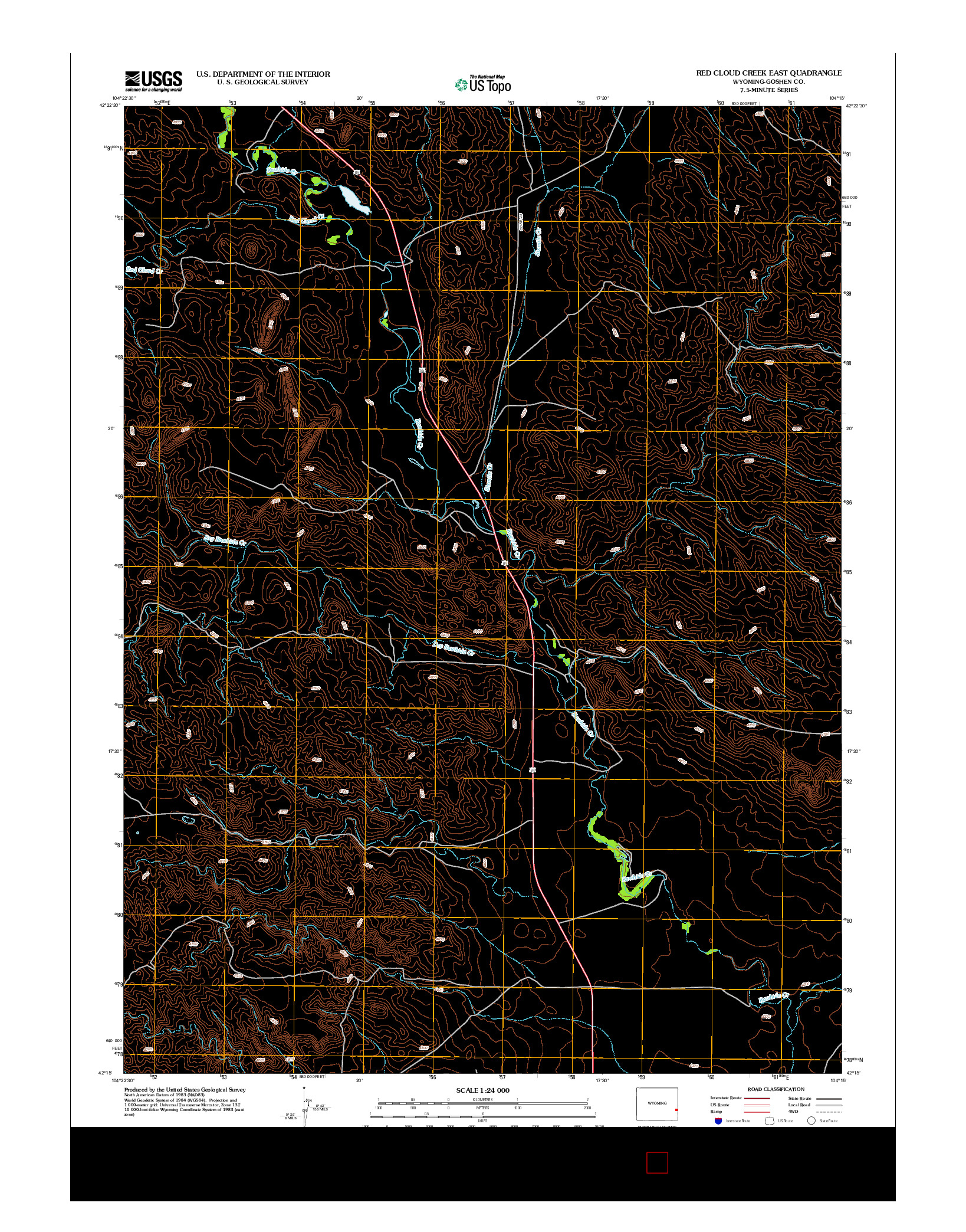 USGS US TOPO 7.5-MINUTE MAP FOR RED CLOUD CREEK EAST, WY 2012