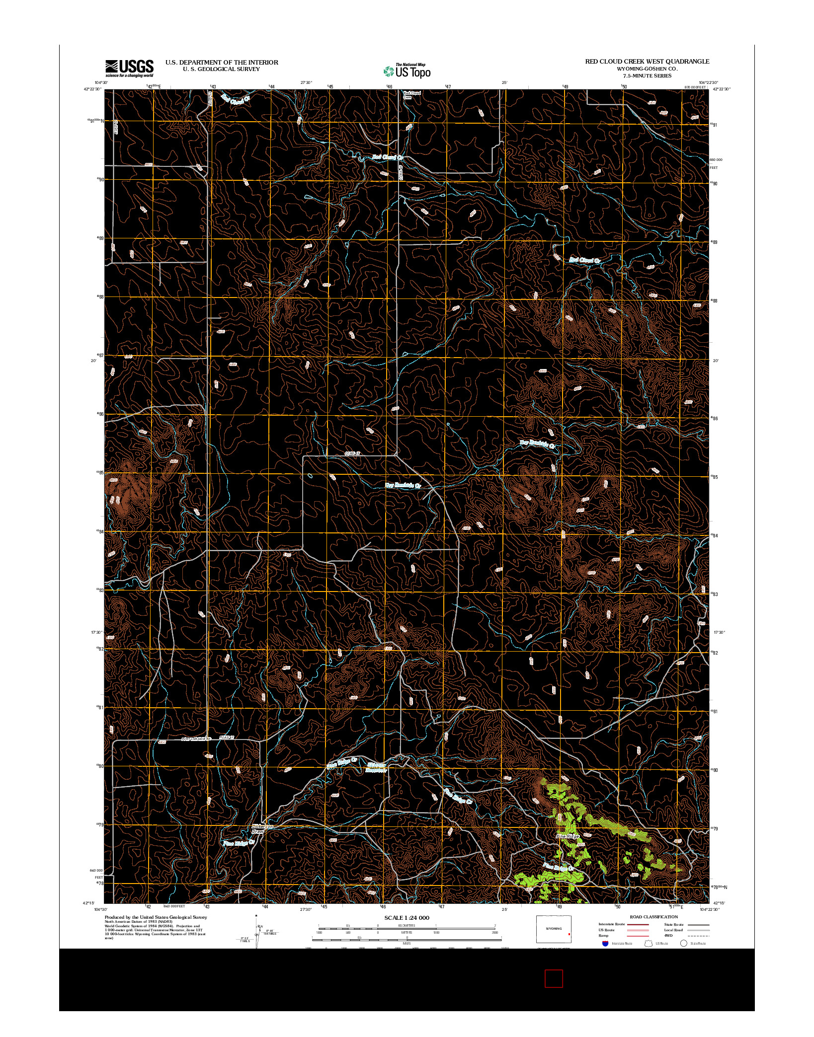 USGS US TOPO 7.5-MINUTE MAP FOR RED CLOUD CREEK WEST, WY 2012