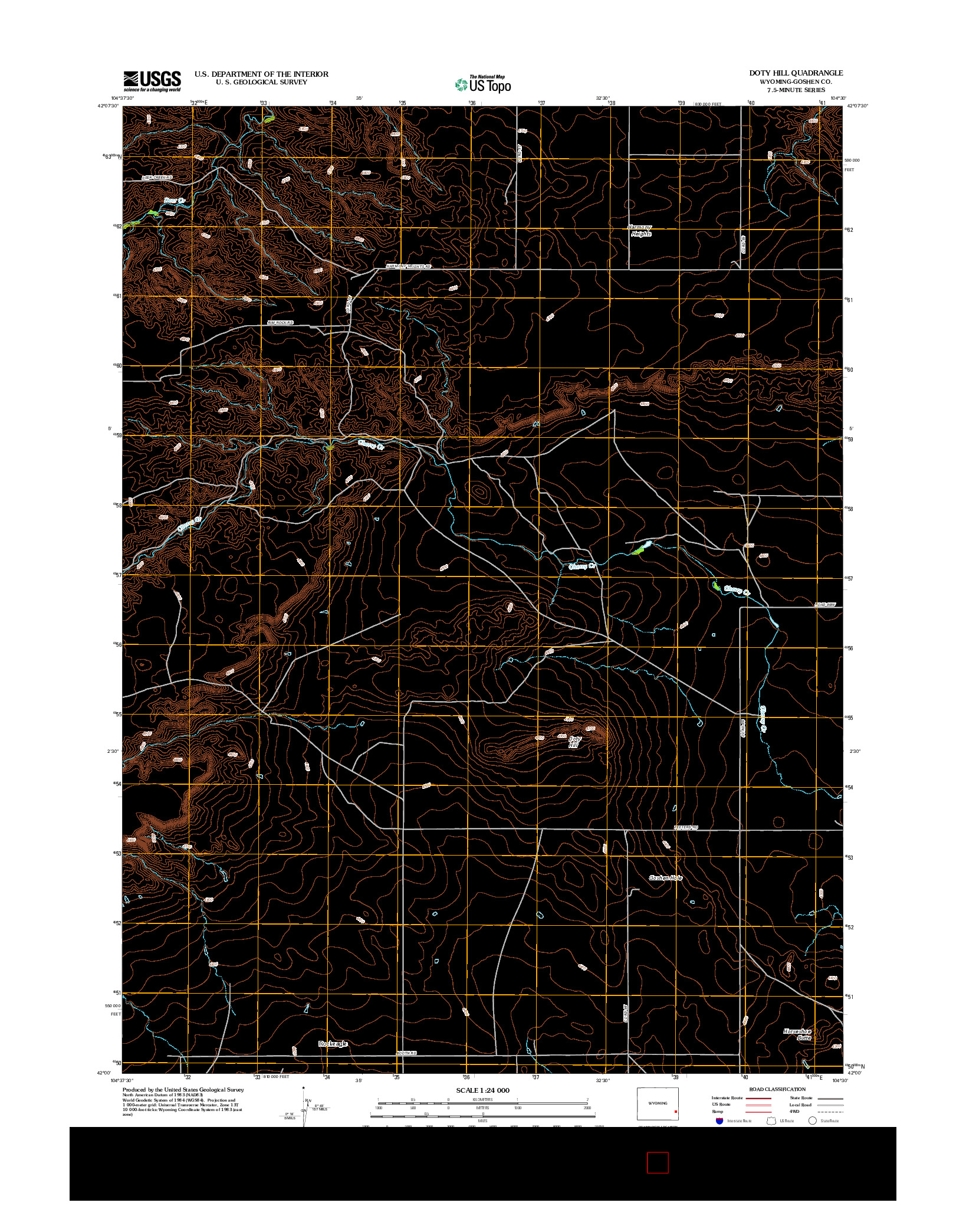 USGS US TOPO 7.5-MINUTE MAP FOR DOTY HILL, WY 2012