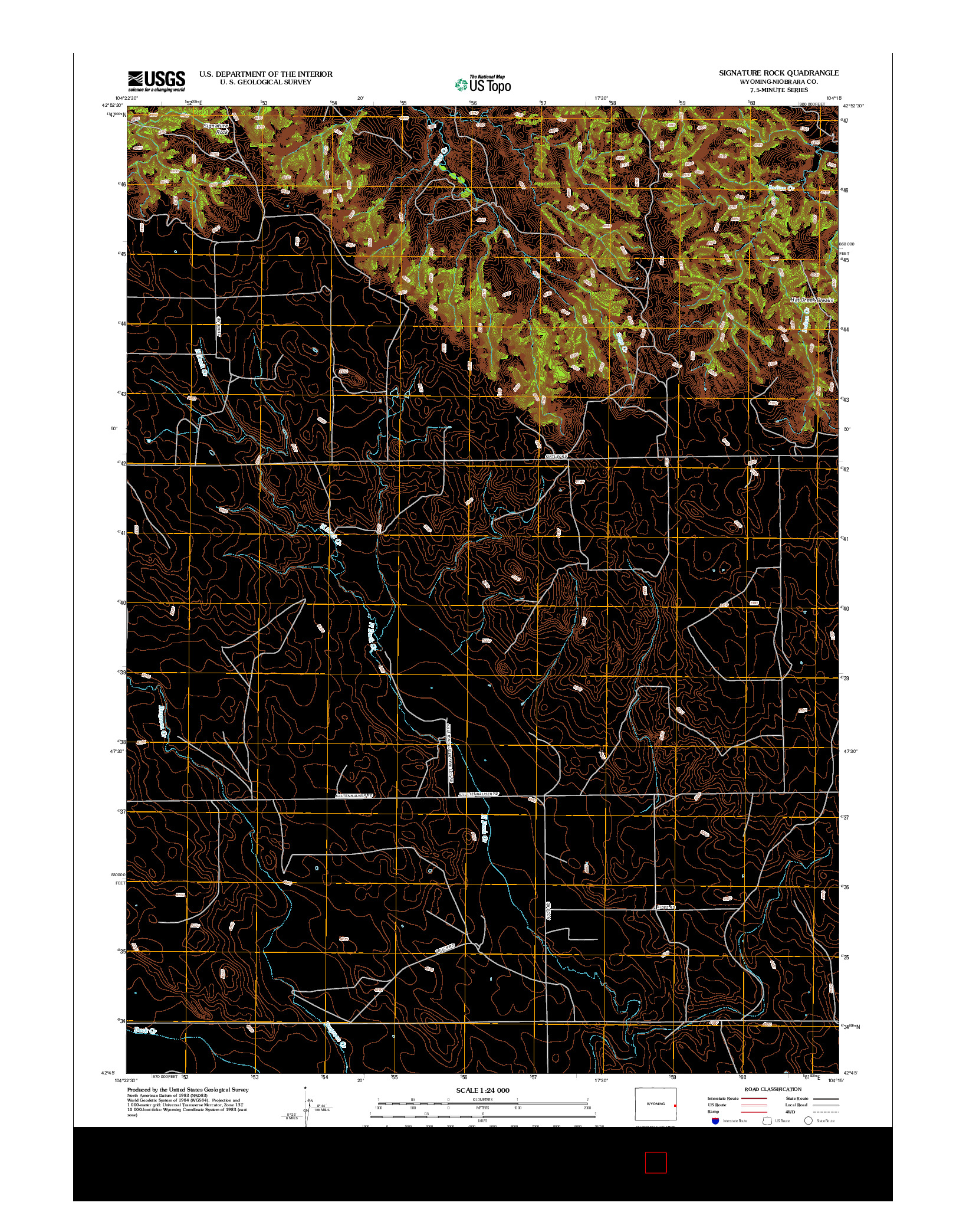 USGS US TOPO 7.5-MINUTE MAP FOR SIGNATURE ROCK, WY 2012