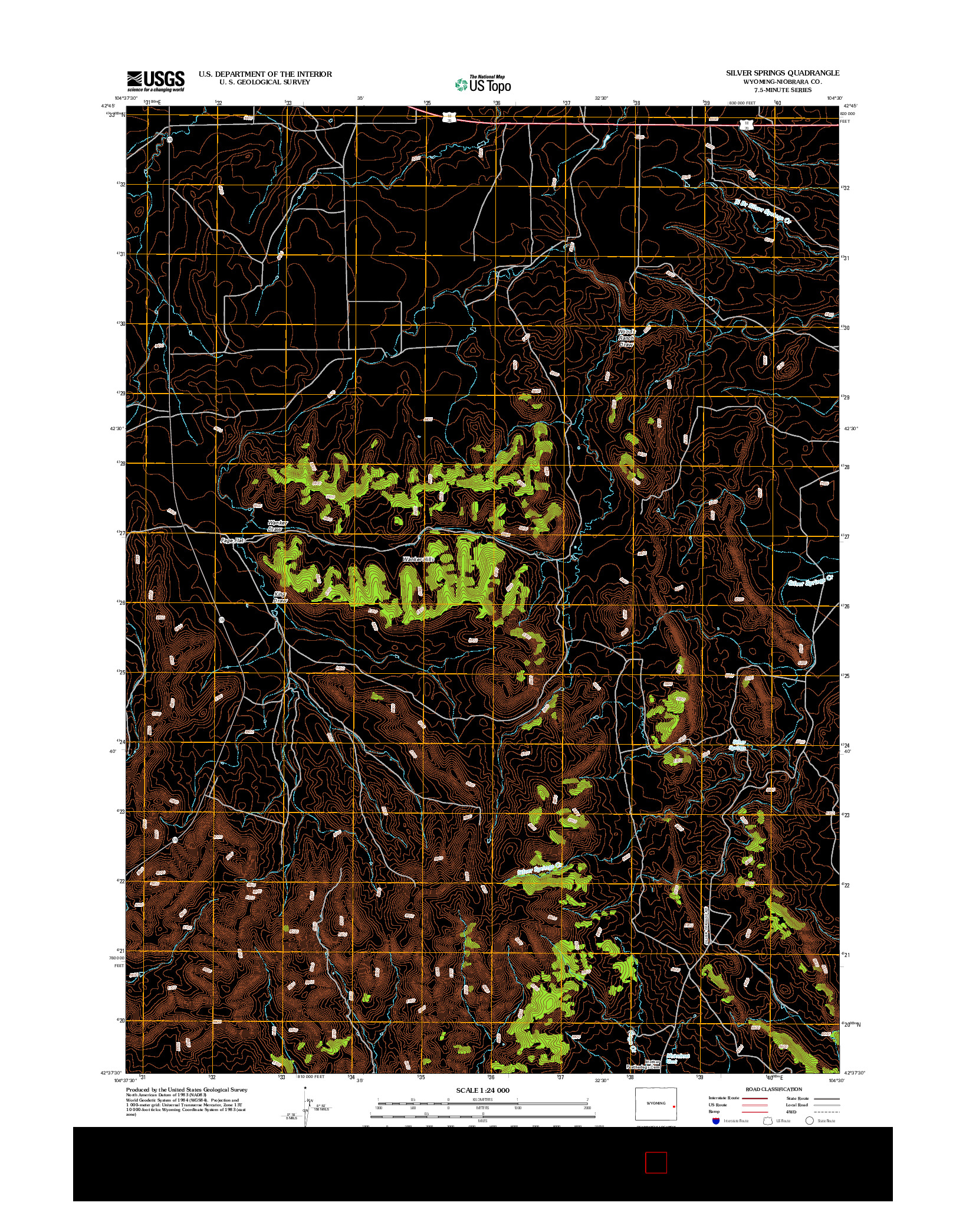 USGS US TOPO 7.5-MINUTE MAP FOR SILVER SPRINGS, WY 2012