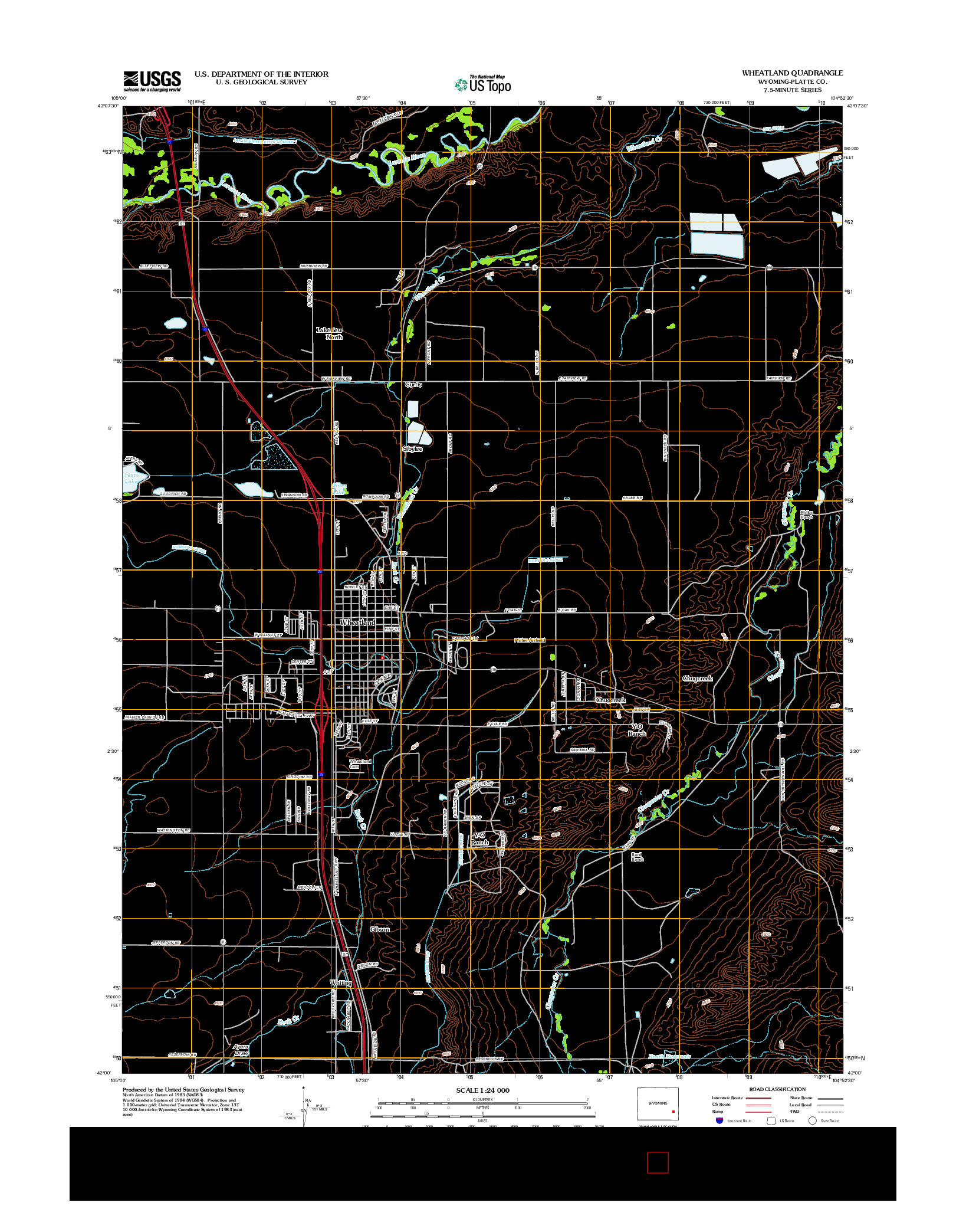 USGS US TOPO 7.5-MINUTE MAP FOR WHEATLAND, WY 2012