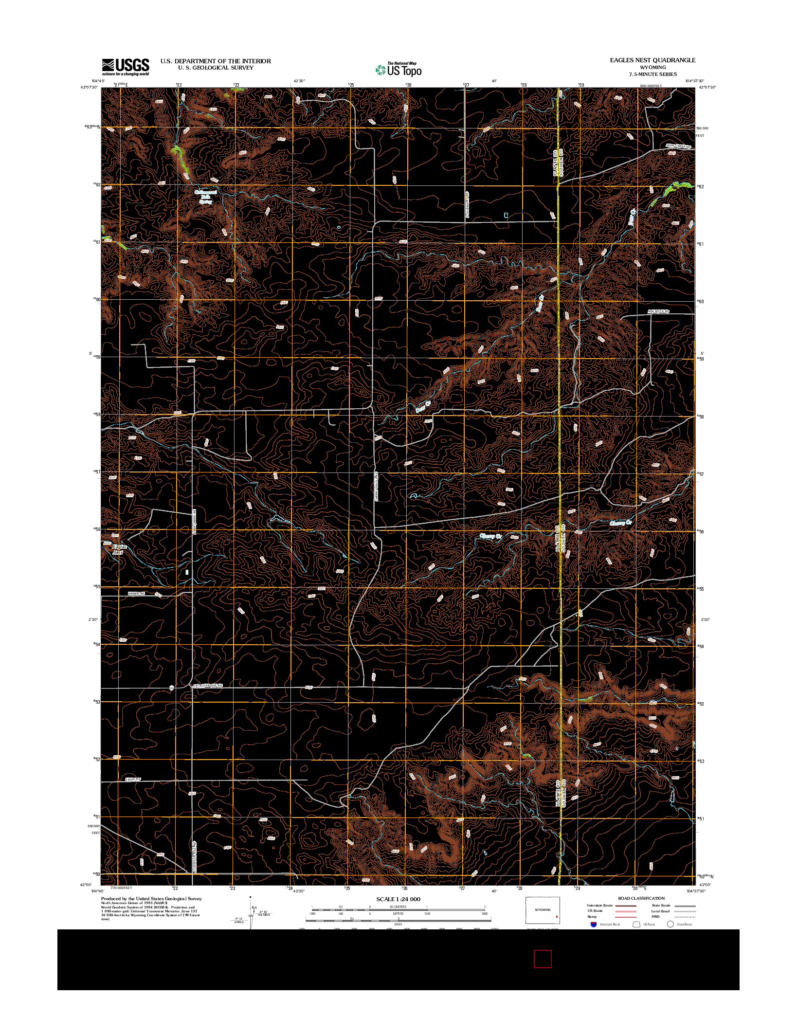 USGS US TOPO 7.5-MINUTE MAP FOR EAGLES NEST, WY 2012