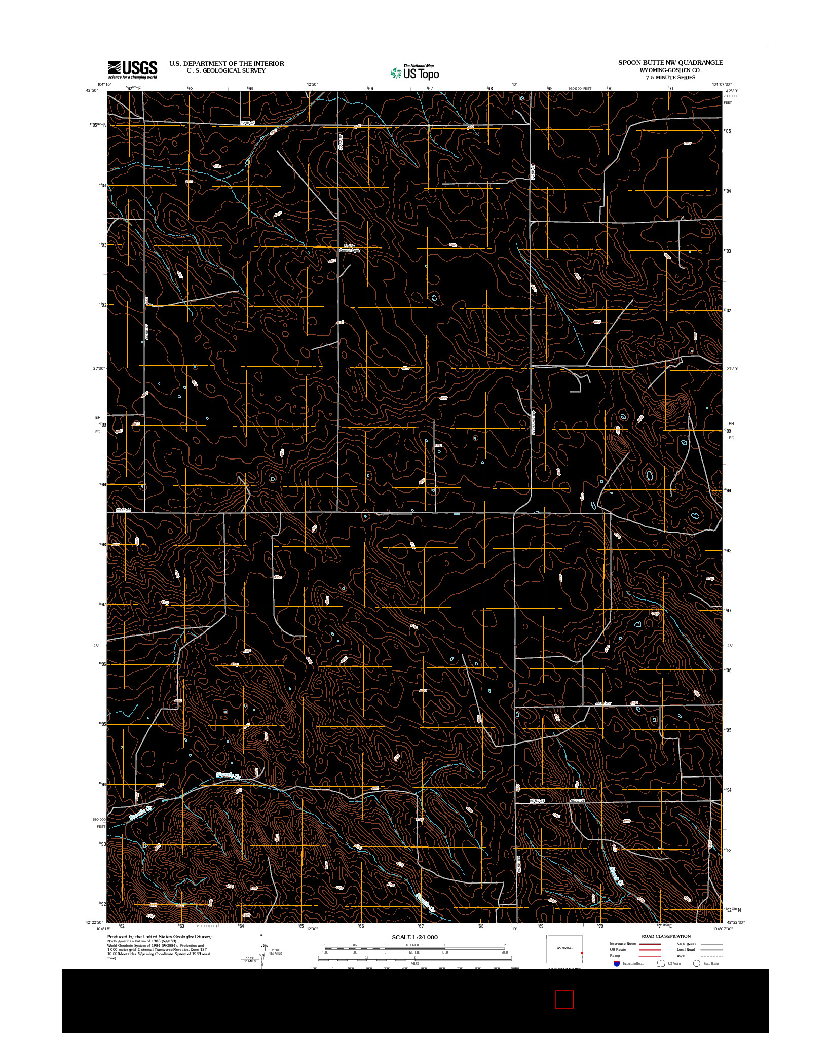 USGS US TOPO 7.5-MINUTE MAP FOR SPOON BUTTE NW, WY 2012