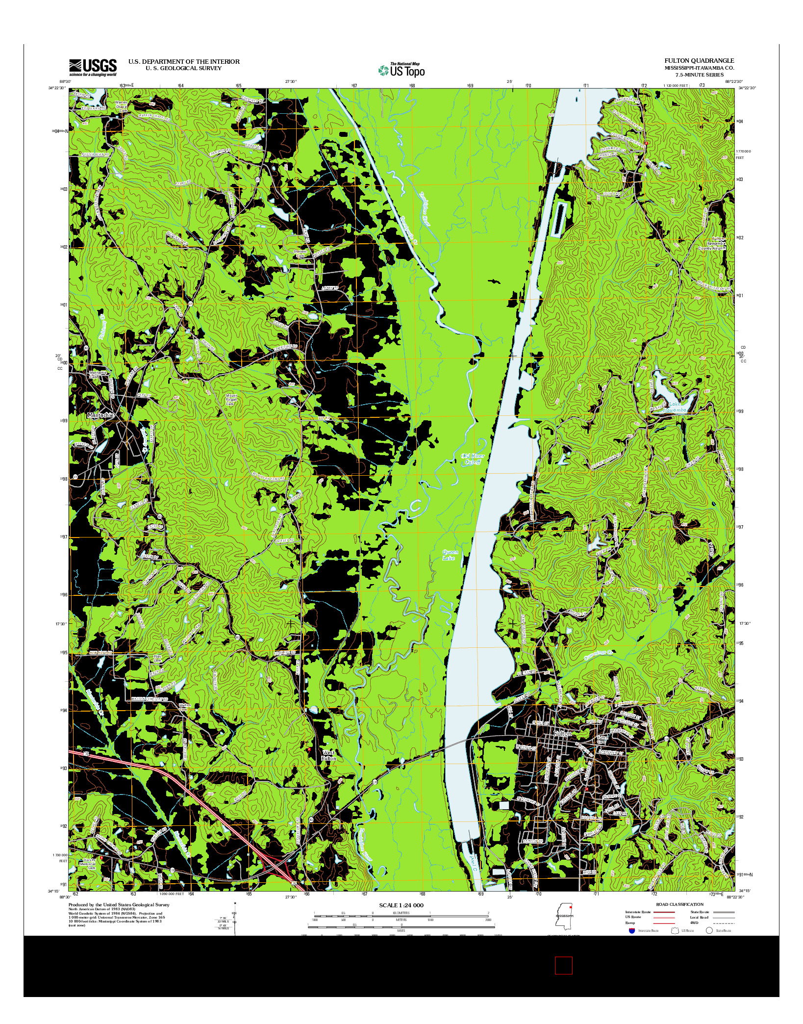 USGS US TOPO 7.5-MINUTE MAP FOR FULTON, MS 2012