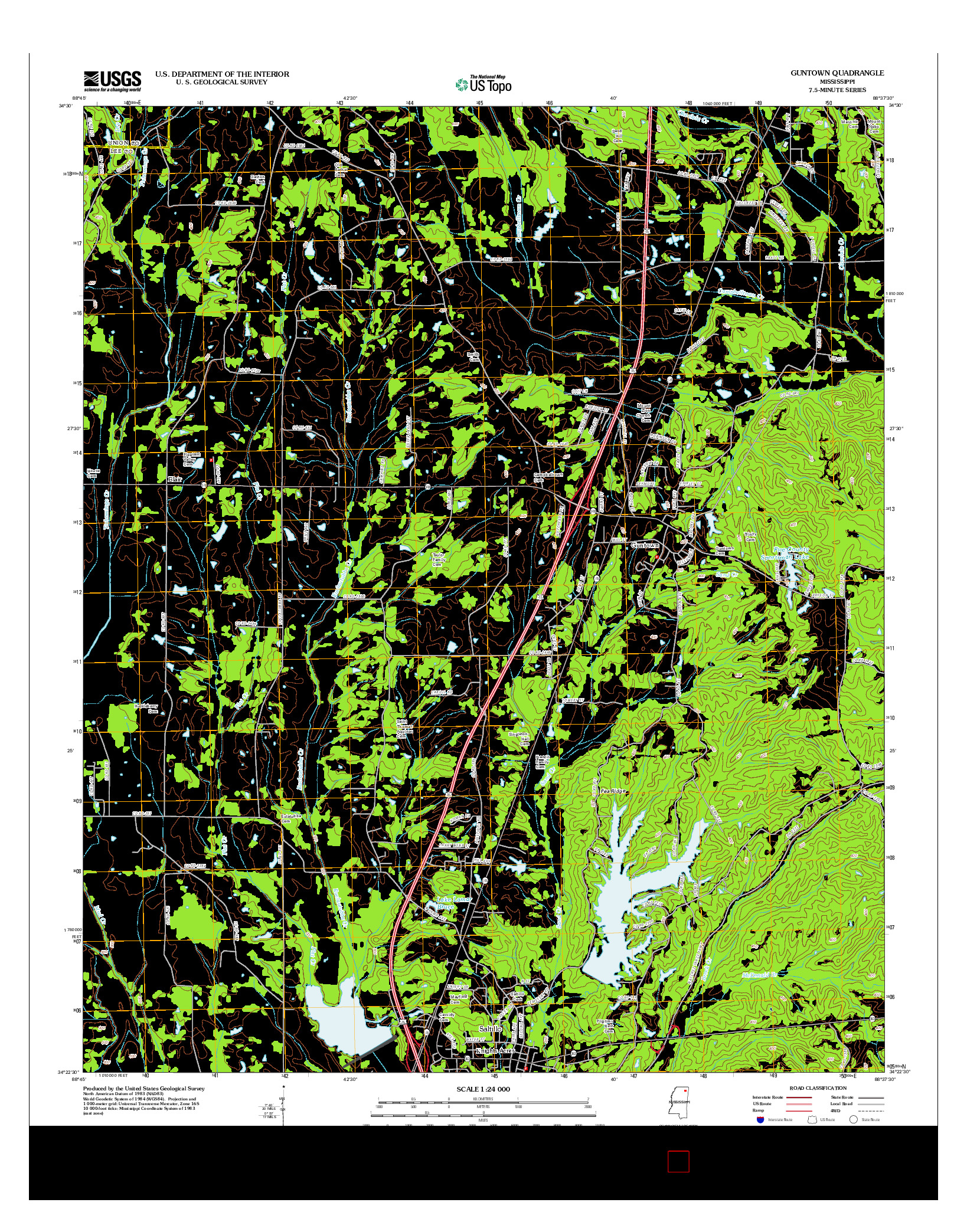 USGS US TOPO 7.5-MINUTE MAP FOR GUNTOWN, MS 2012