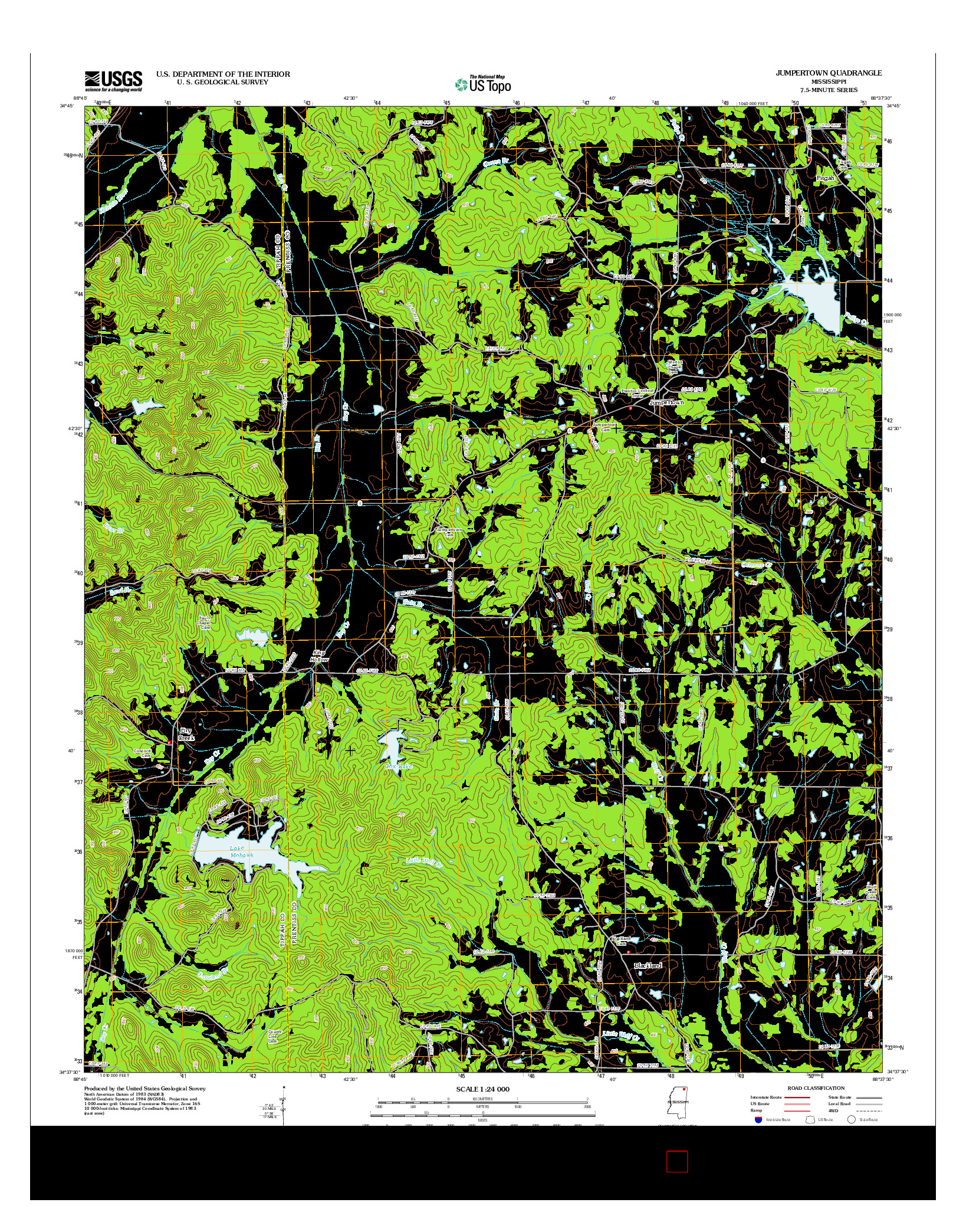 USGS US TOPO 7.5-MINUTE MAP FOR JUMPERTOWN, MS 2012