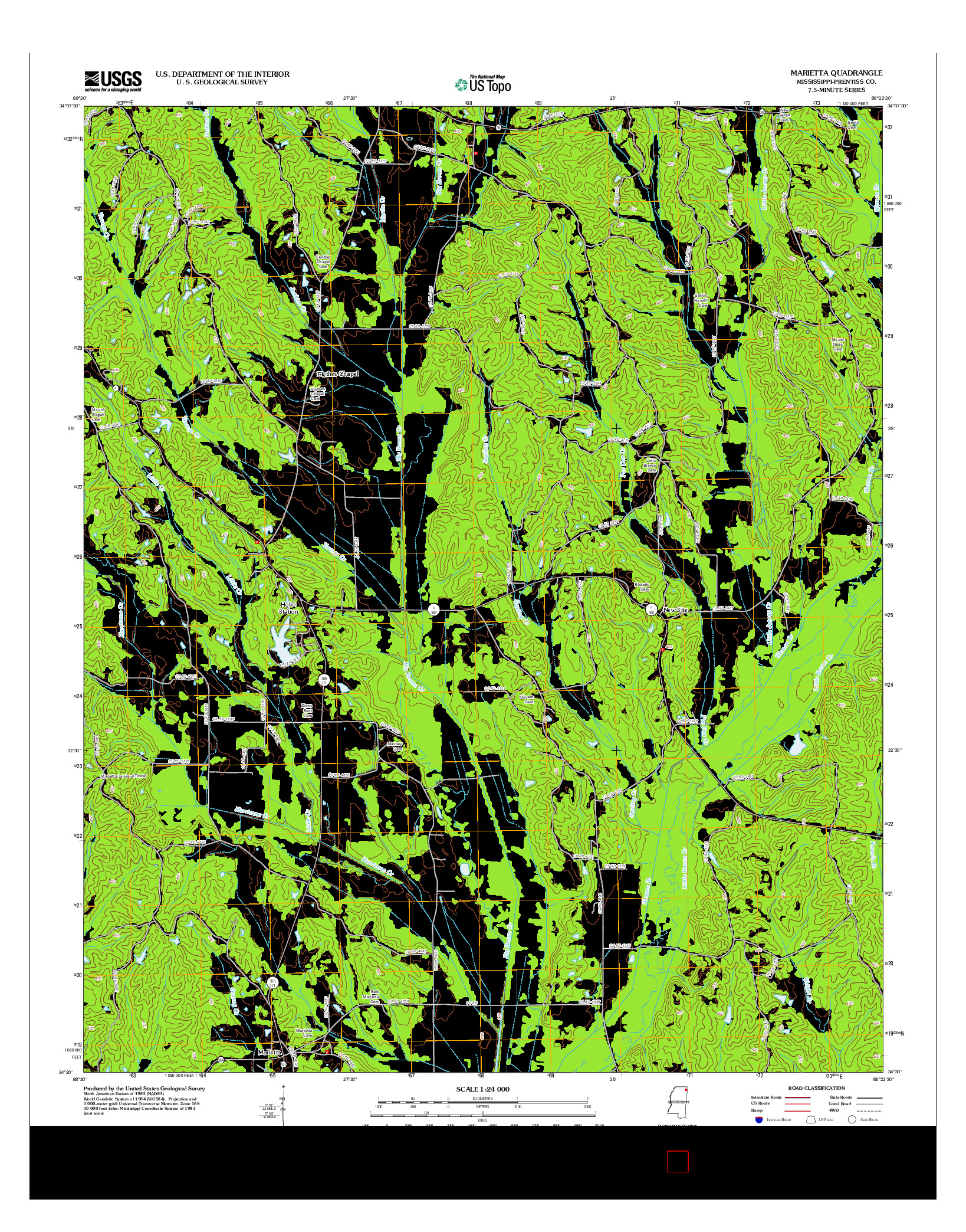 USGS US TOPO 7.5-MINUTE MAP FOR MARIETTA, MS 2012