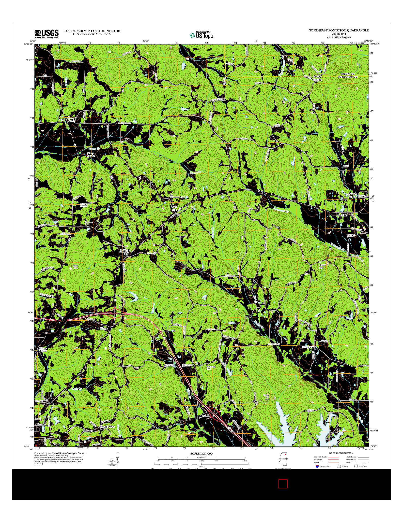 USGS US TOPO 7.5-MINUTE MAP FOR NORTHEAST PONTOTOC, MS 2012