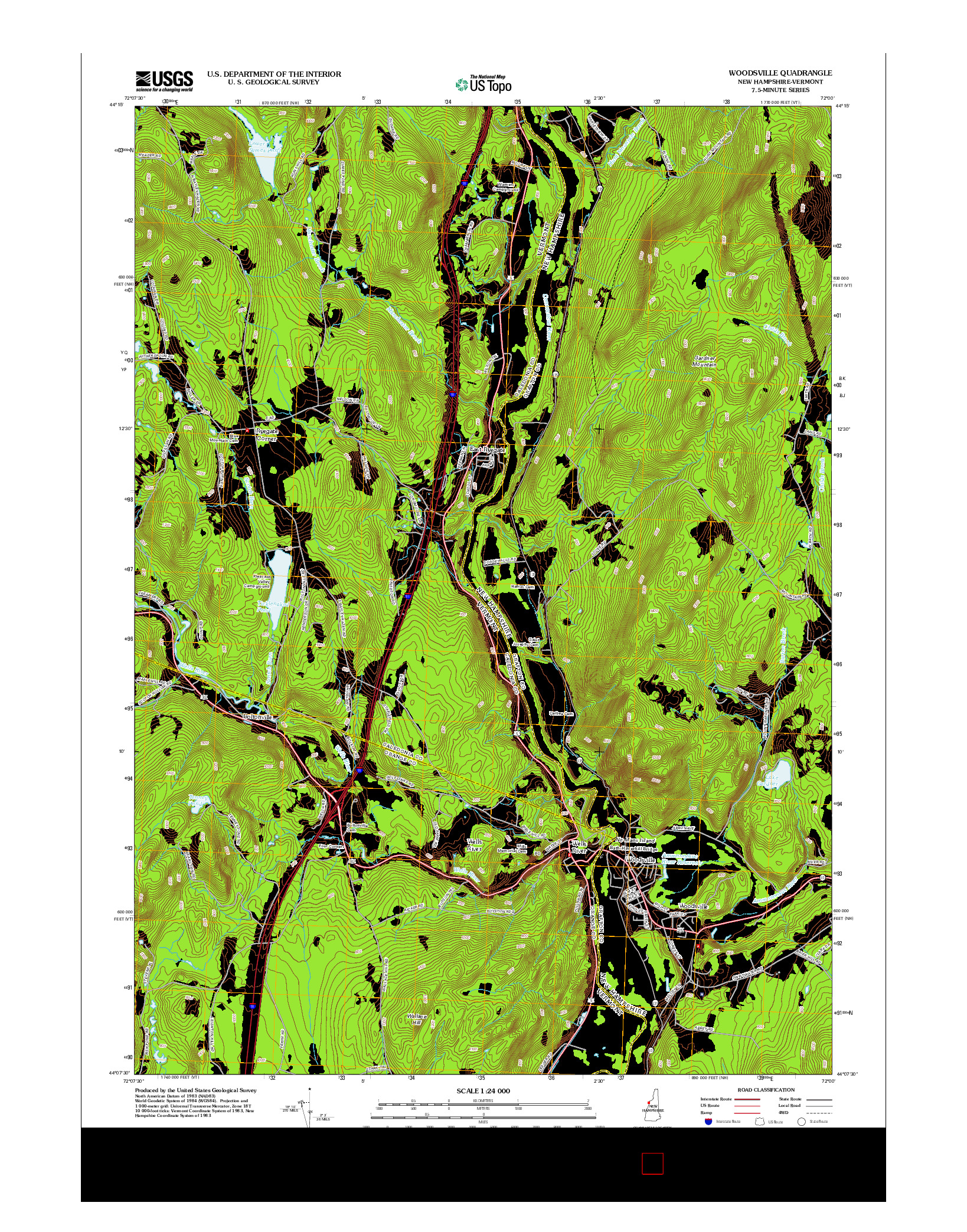 USGS US TOPO 7.5-MINUTE MAP FOR WOODSVILLE, NH-VT 2012