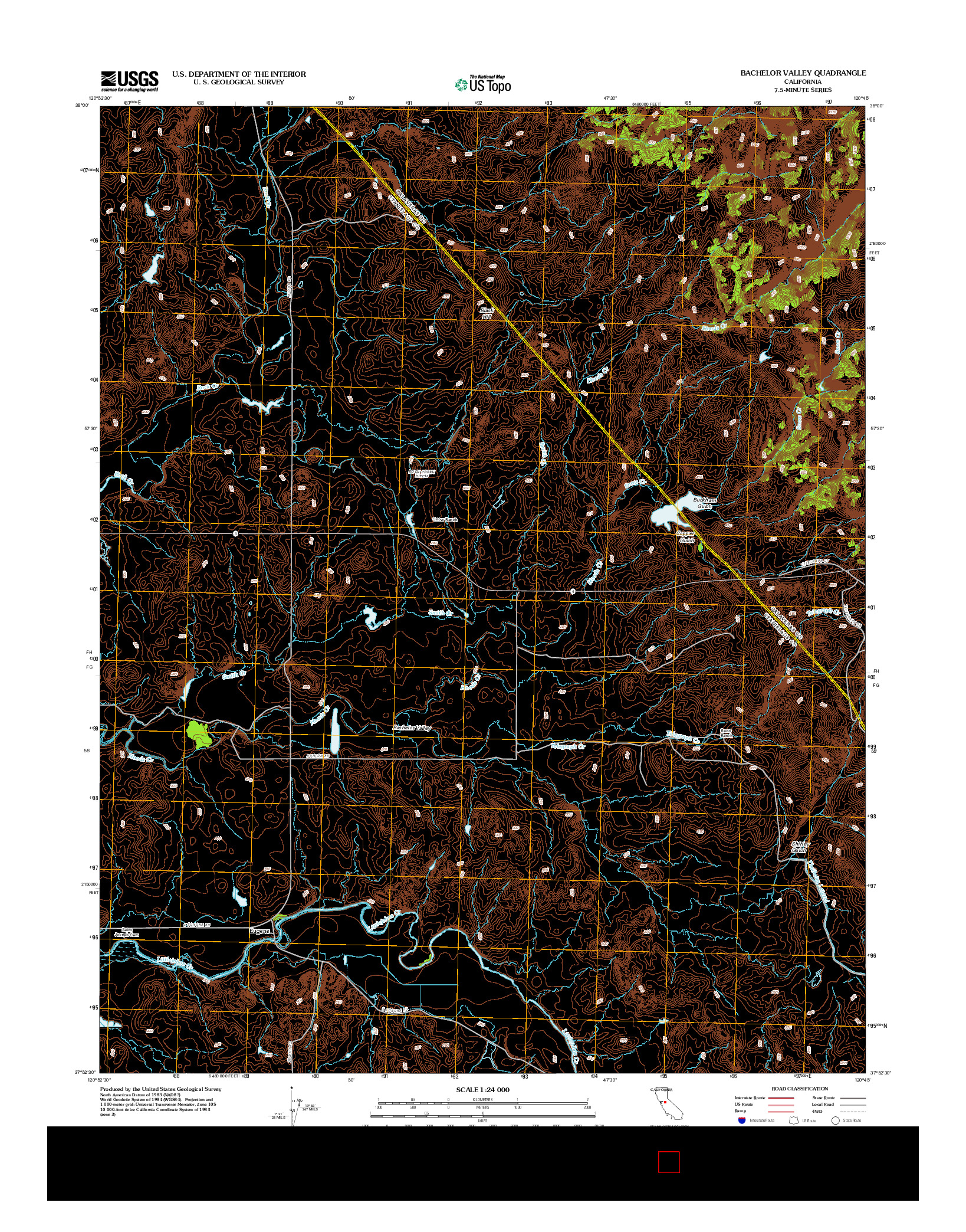 USGS US TOPO 7.5-MINUTE MAP FOR BACHELOR VALLEY, CA 2012