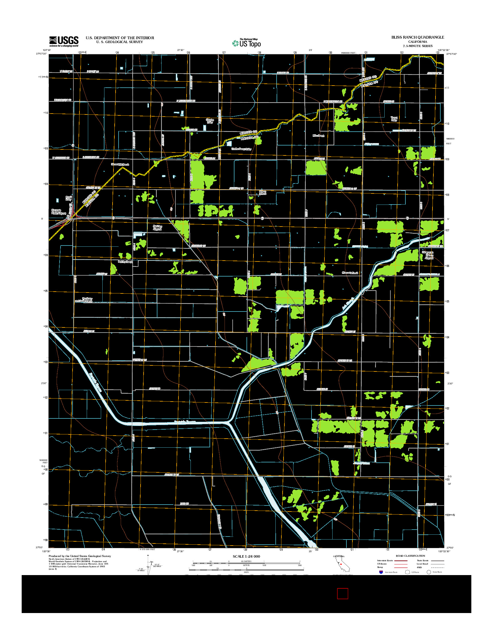 USGS US TOPO 7.5-MINUTE MAP FOR BLISS RANCH, CA 2012