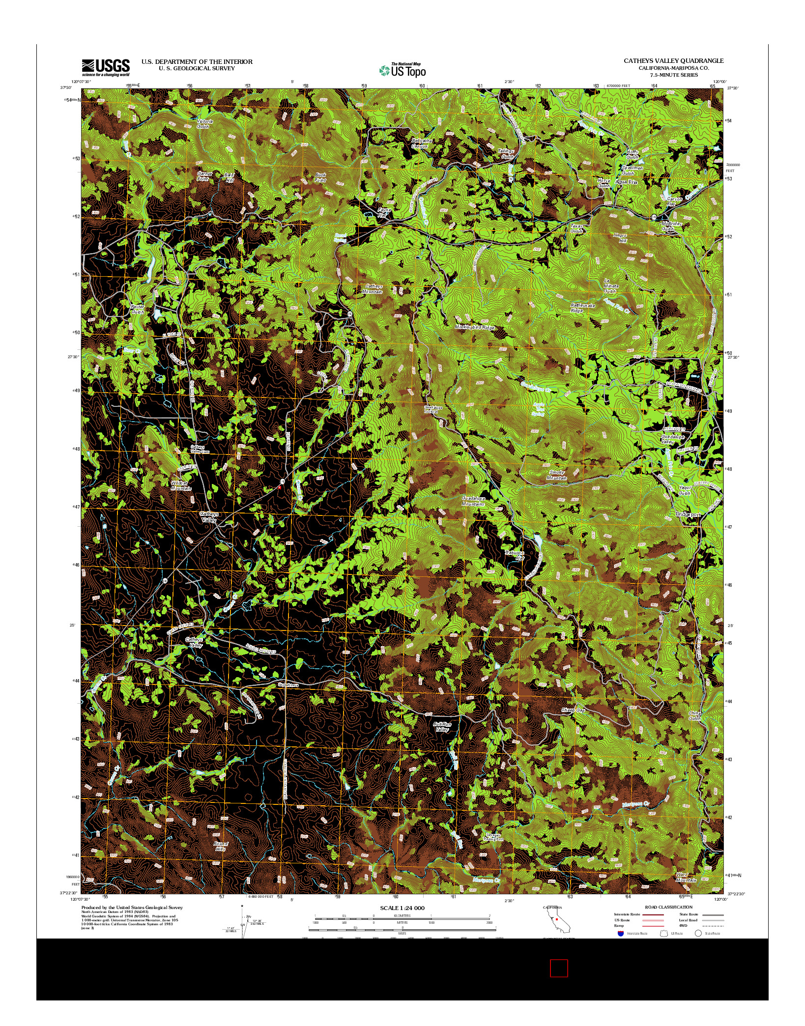 USGS US TOPO 7.5-MINUTE MAP FOR CATHEYS VALLEY, CA 2012