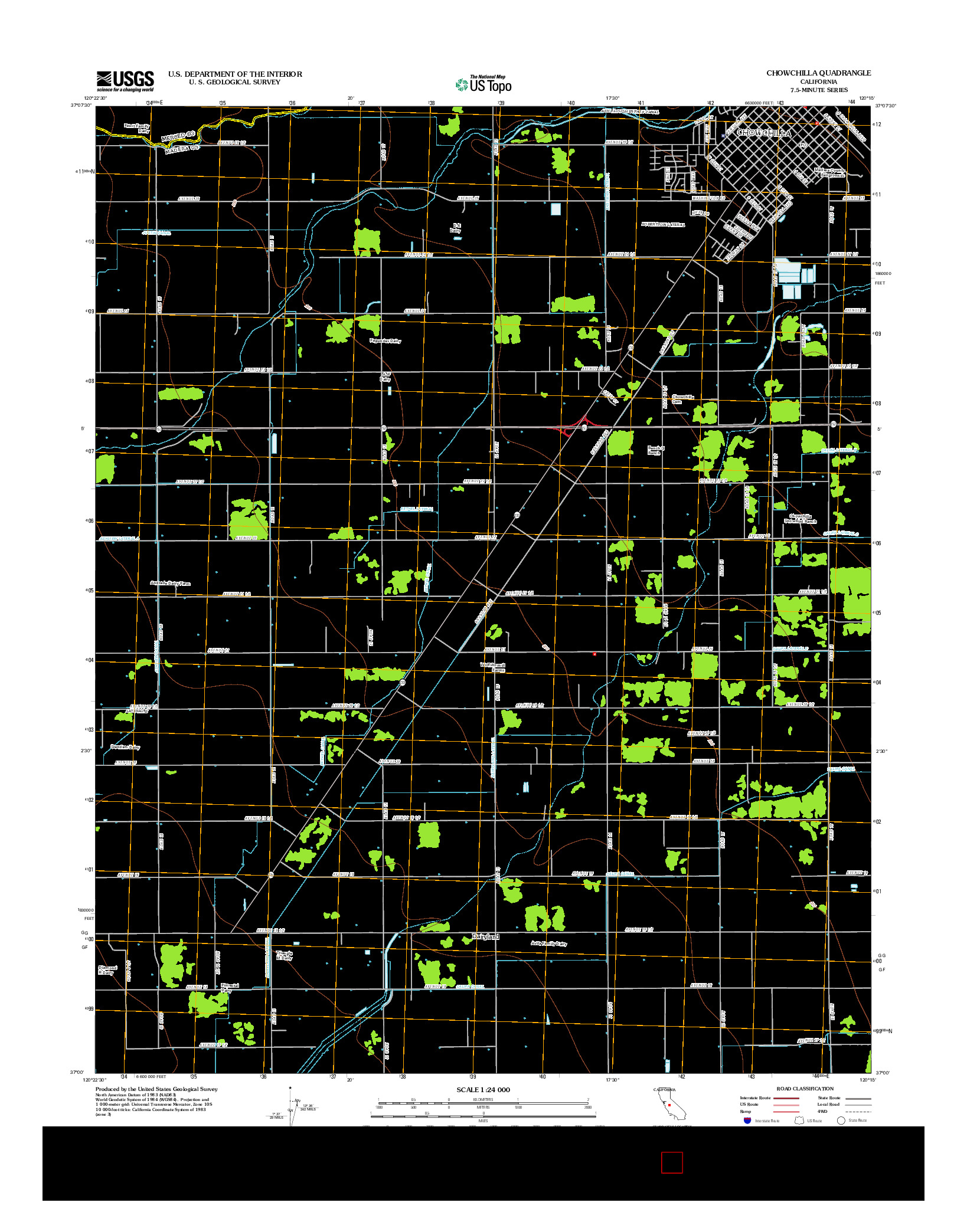 USGS US TOPO 7.5-MINUTE MAP FOR CHOWCHILLA, CA 2012