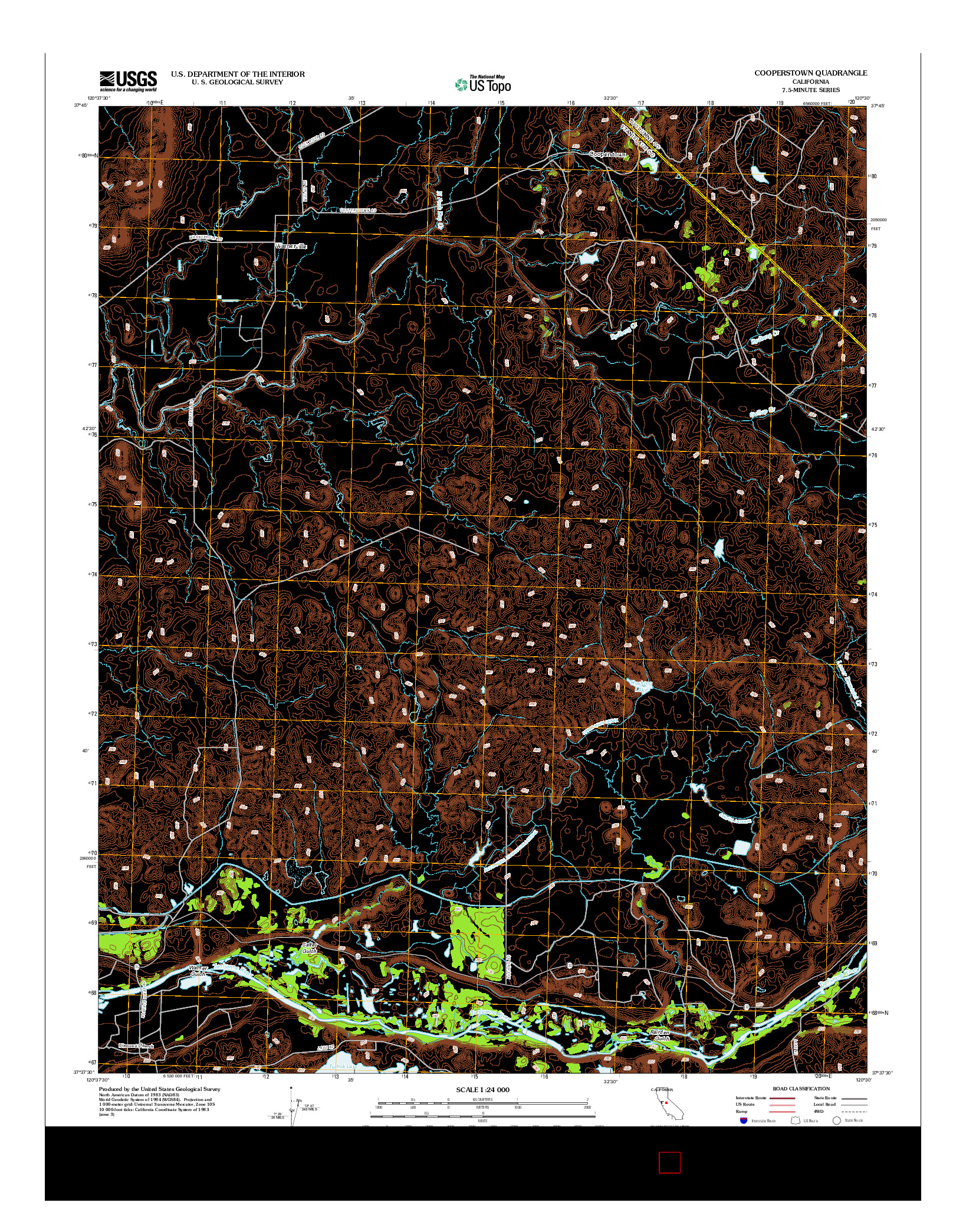 USGS US TOPO 7.5-MINUTE MAP FOR COOPERSTOWN, CA 2012