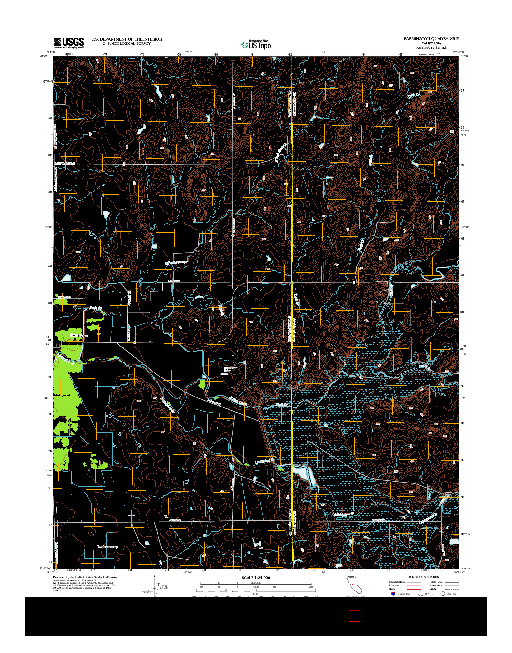 USGS US TOPO 7.5-MINUTE MAP FOR FARMINGTON, CA 2012