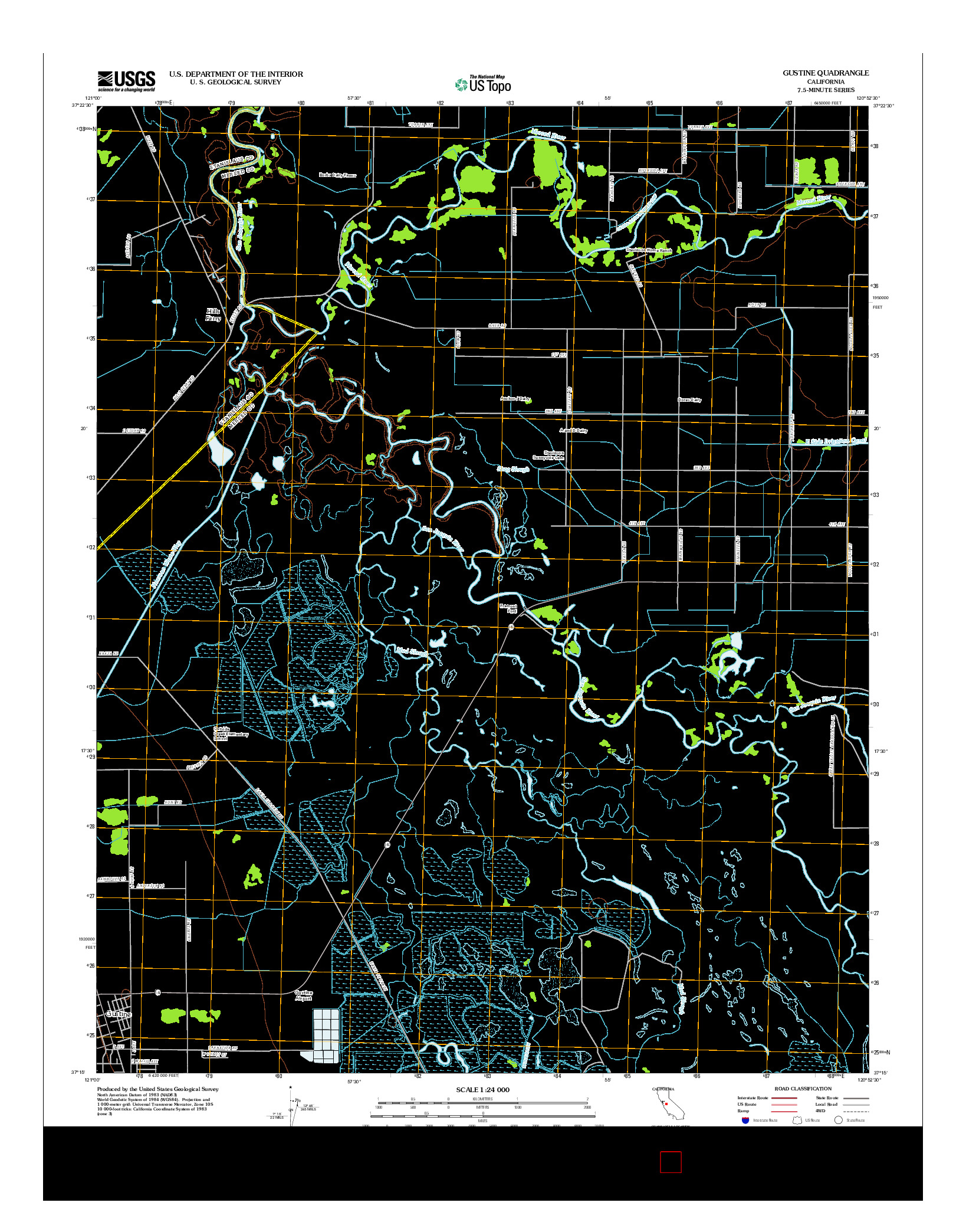 USGS US TOPO 7.5-MINUTE MAP FOR GUSTINE, CA 2012