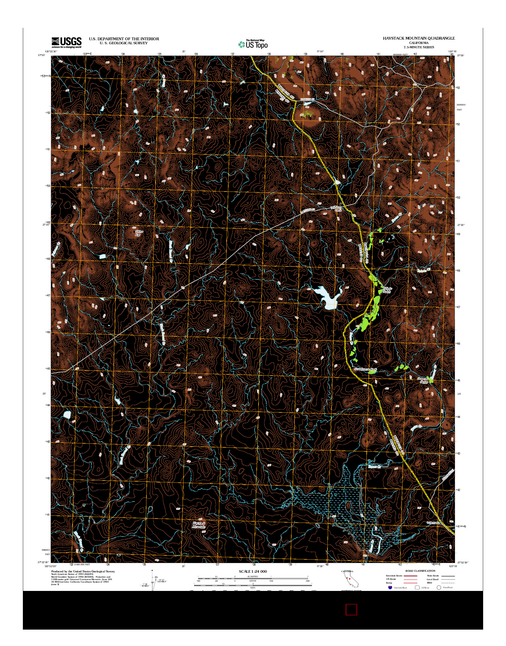 USGS US TOPO 7.5-MINUTE MAP FOR HAYSTACK MOUNTAIN, CA 2012