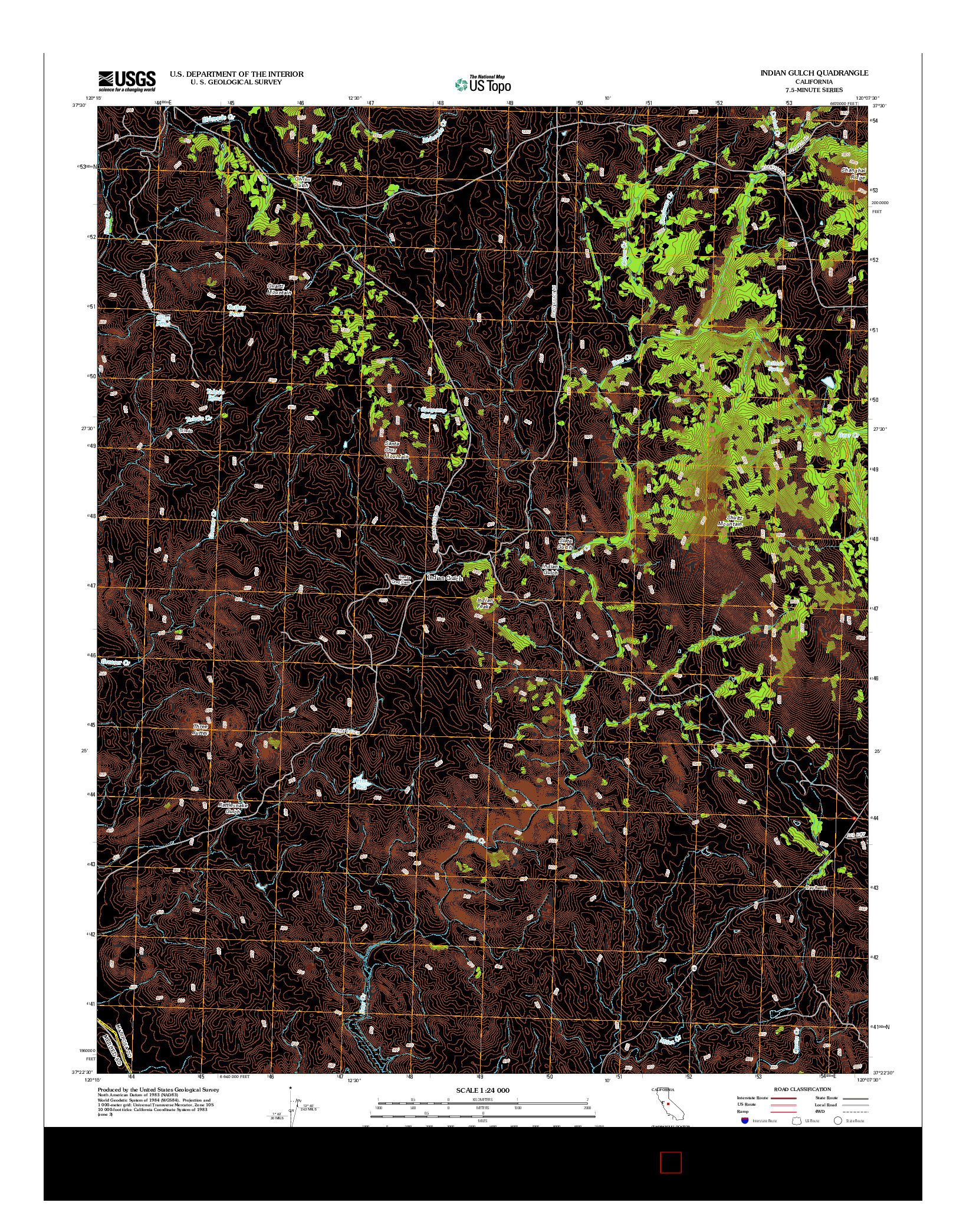 USGS US TOPO 7.5-MINUTE MAP FOR INDIAN GULCH, CA 2012