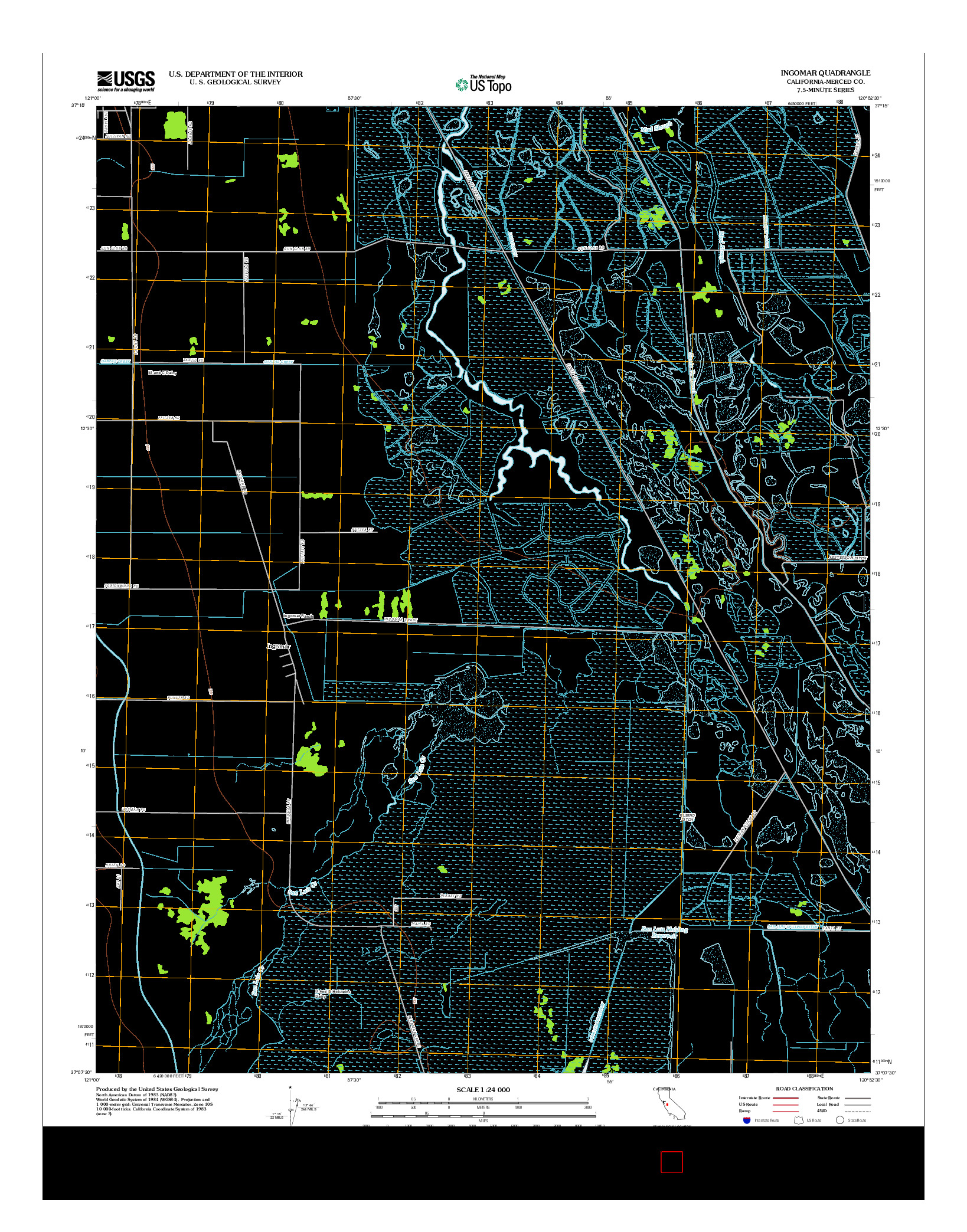 USGS US TOPO 7.5-MINUTE MAP FOR INGOMAR, CA 2012