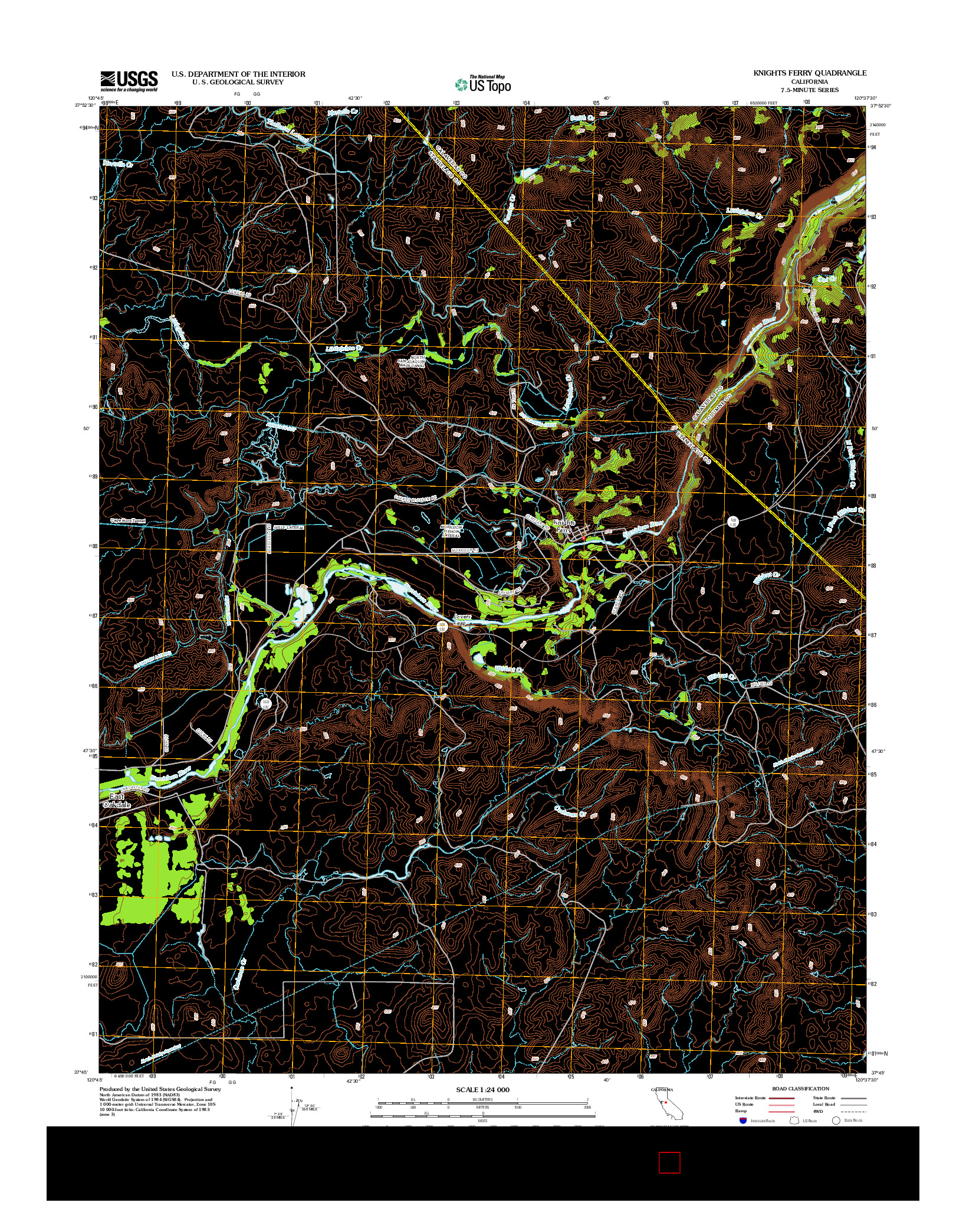 USGS US TOPO 7.5-MINUTE MAP FOR KNIGHTS FERRY, CA 2012