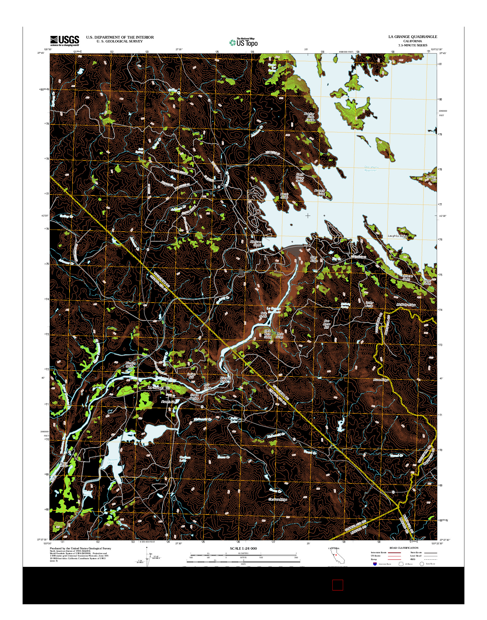 USGS US TOPO 7.5-MINUTE MAP FOR LA GRANGE, CA 2012