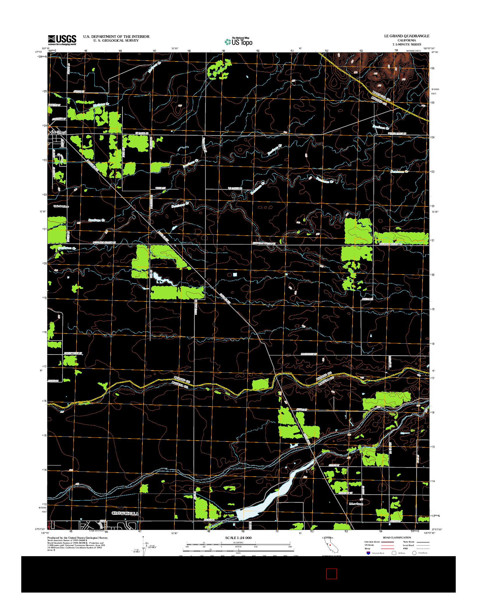 USGS US TOPO 7.5-MINUTE MAP FOR LE GRAND, CA 2012