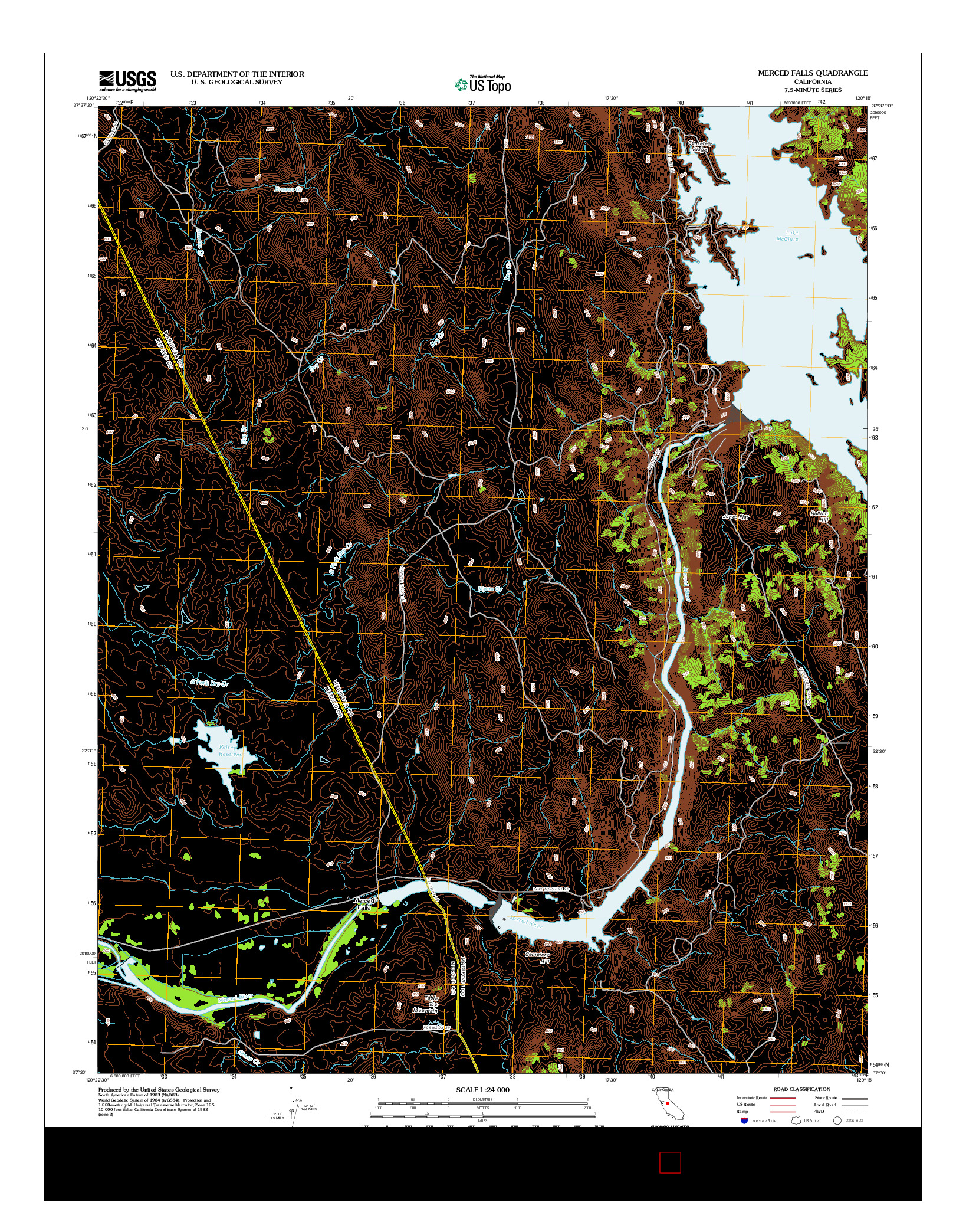 USGS US TOPO 7.5-MINUTE MAP FOR MERCED FALLS, CA 2012