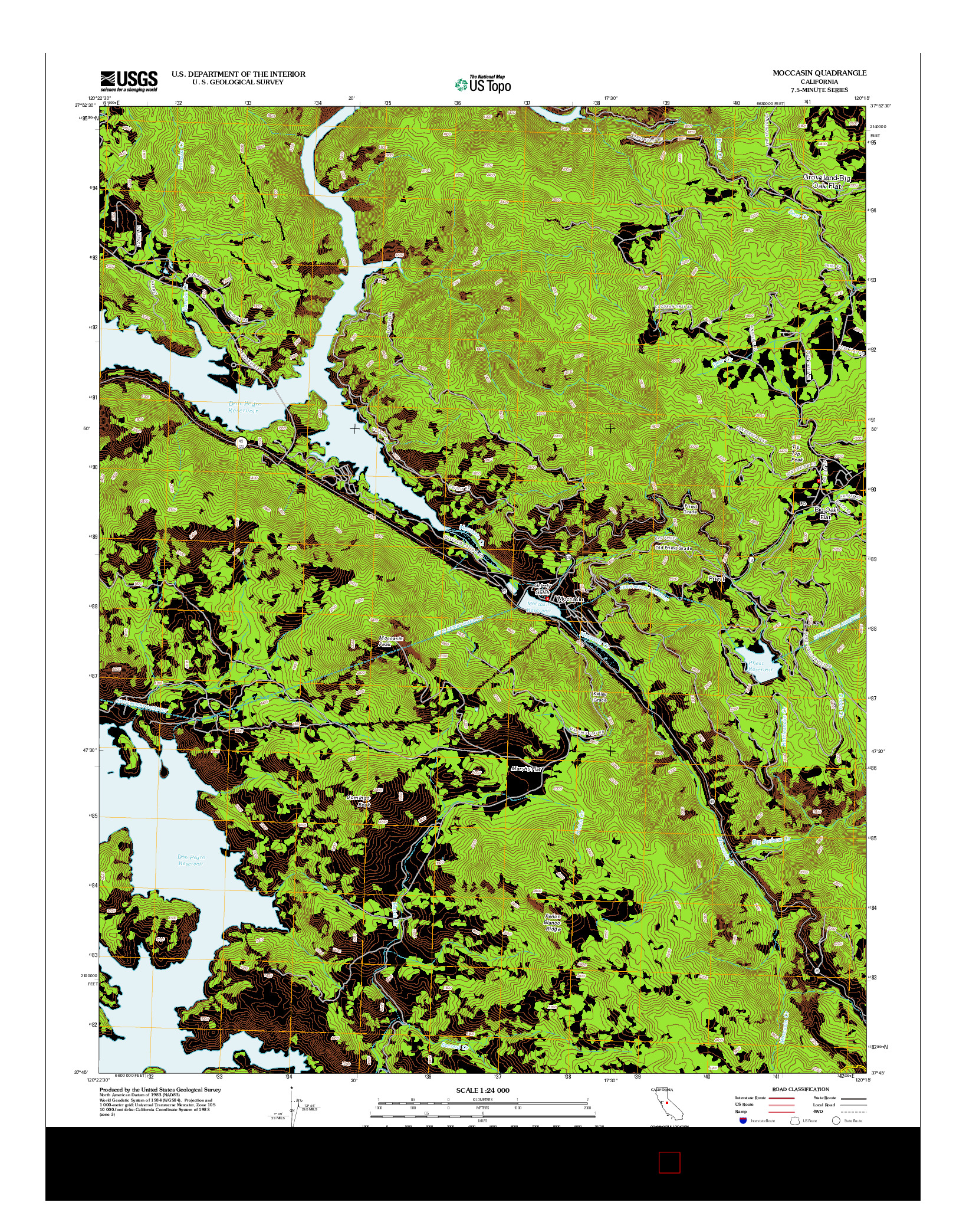 USGS US TOPO 7.5-MINUTE MAP FOR MOCCASIN, CA 2012