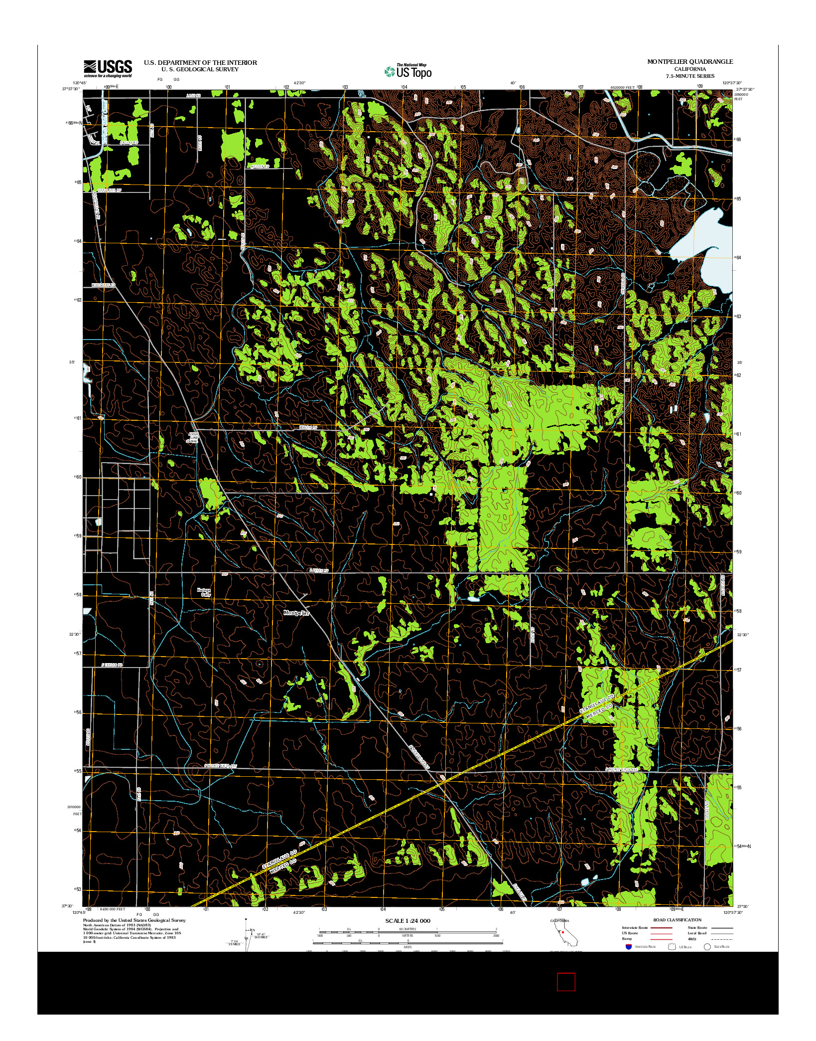USGS US TOPO 7.5-MINUTE MAP FOR MONTPELIER, CA 2012