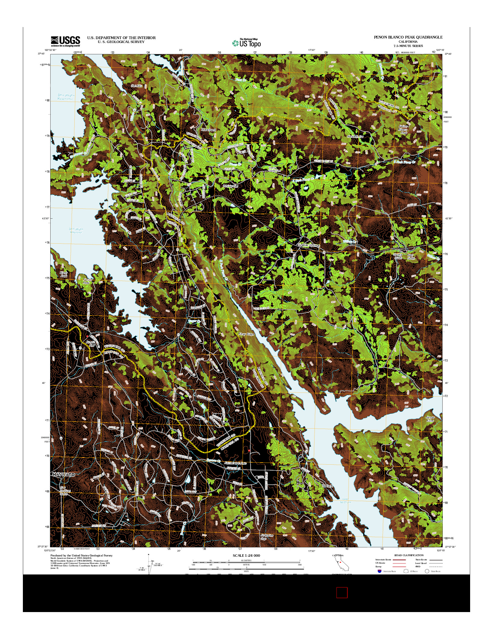 USGS US TOPO 7.5-MINUTE MAP FOR PENON BLANCO PEAK, CA 2012