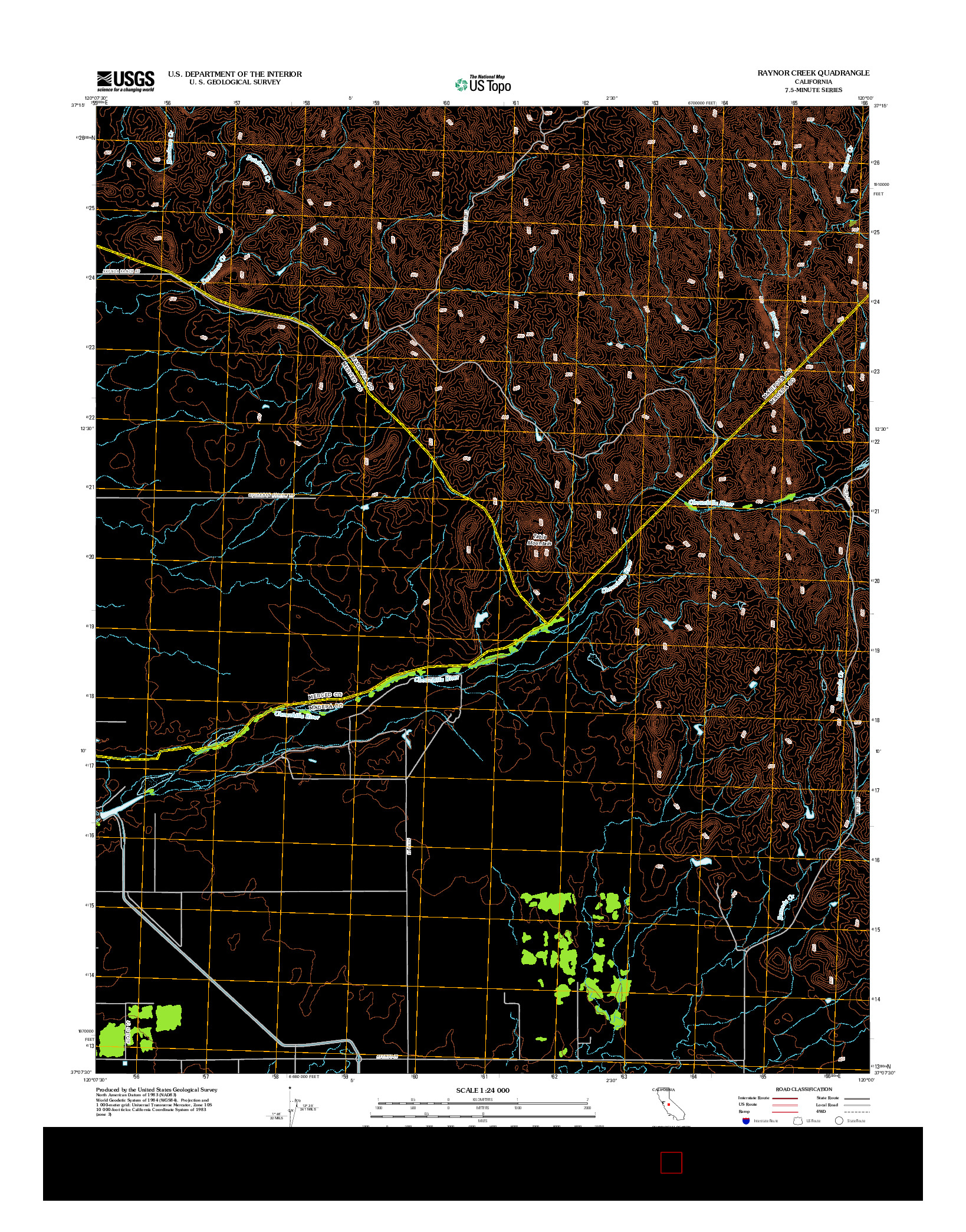 USGS US TOPO 7.5-MINUTE MAP FOR RAYNOR CREEK, CA 2012