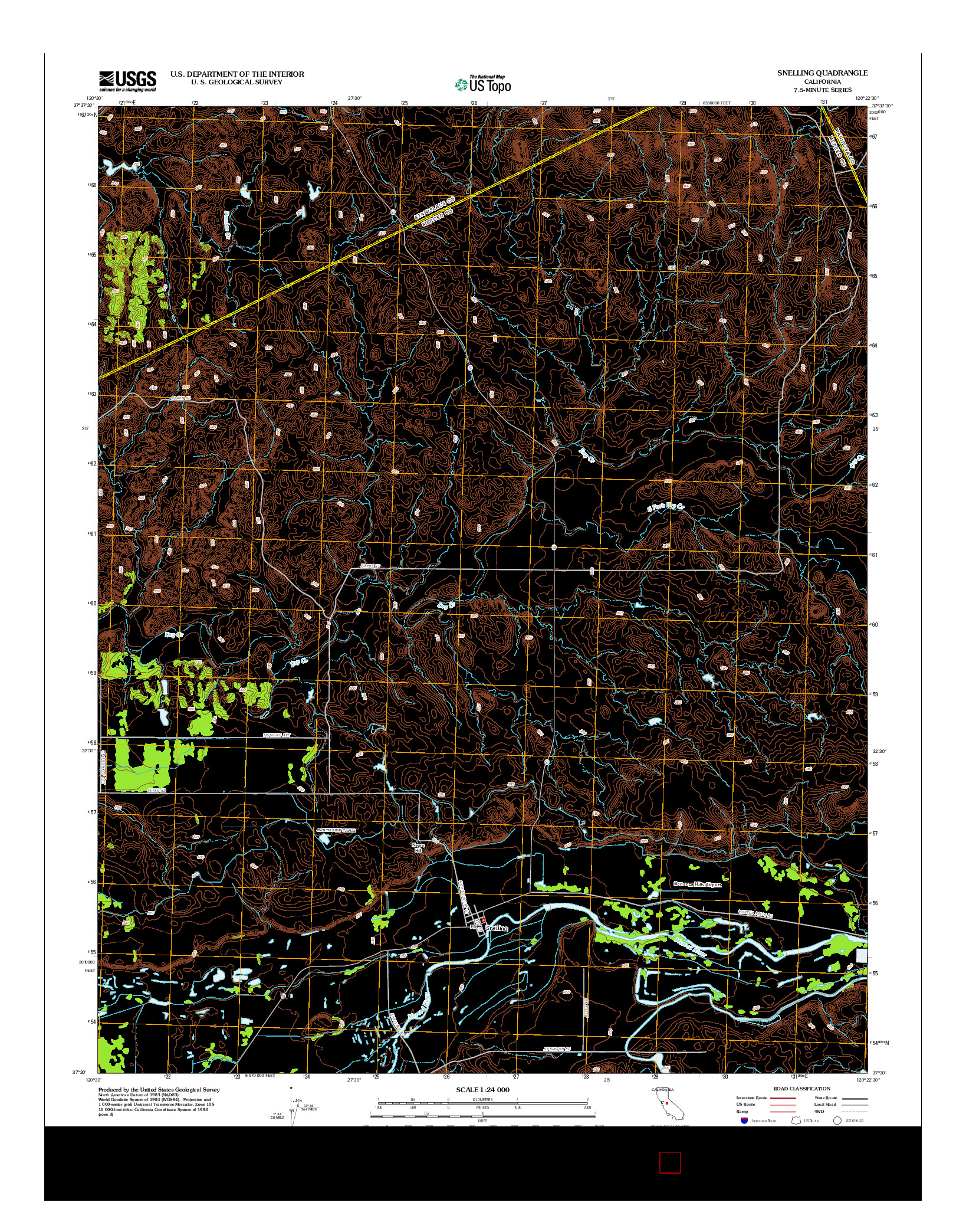 USGS US TOPO 7.5-MINUTE MAP FOR SNELLING, CA 2012