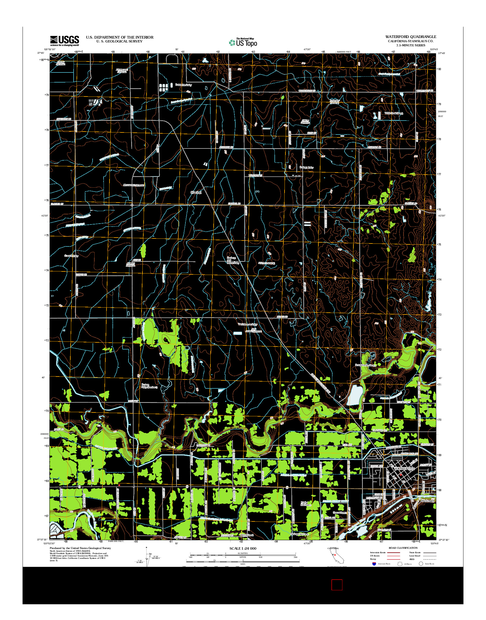 USGS US TOPO 7.5-MINUTE MAP FOR WATERFORD, CA 2012