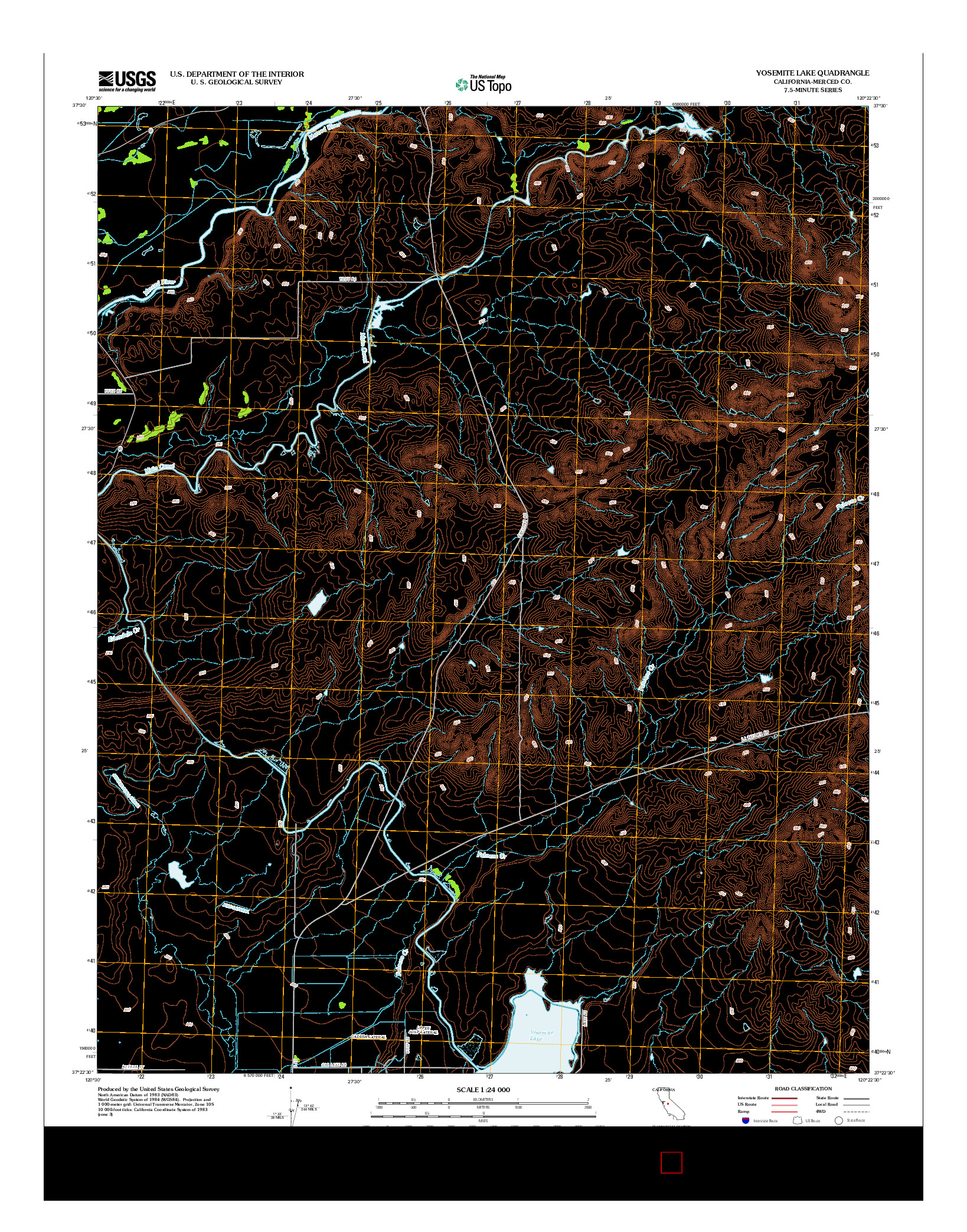 USGS US TOPO 7.5-MINUTE MAP FOR YOSEMITE LAKE, CA 2012