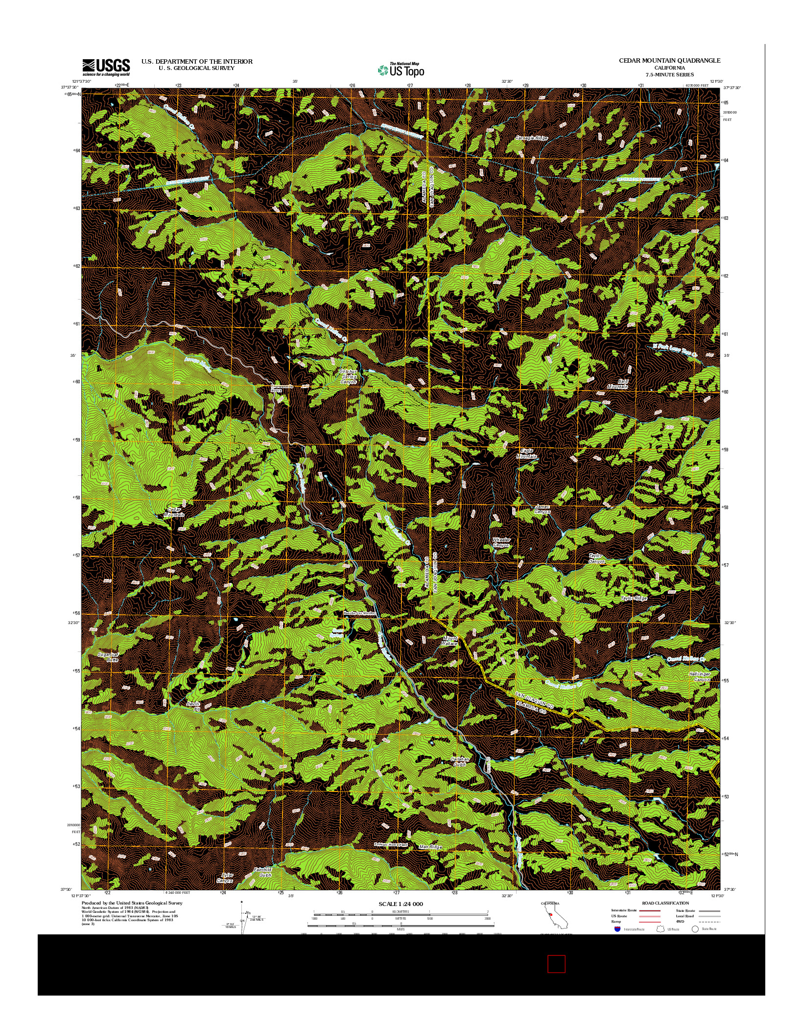 USGS US TOPO 7.5-MINUTE MAP FOR CEDAR MOUNTAIN, CA 2012