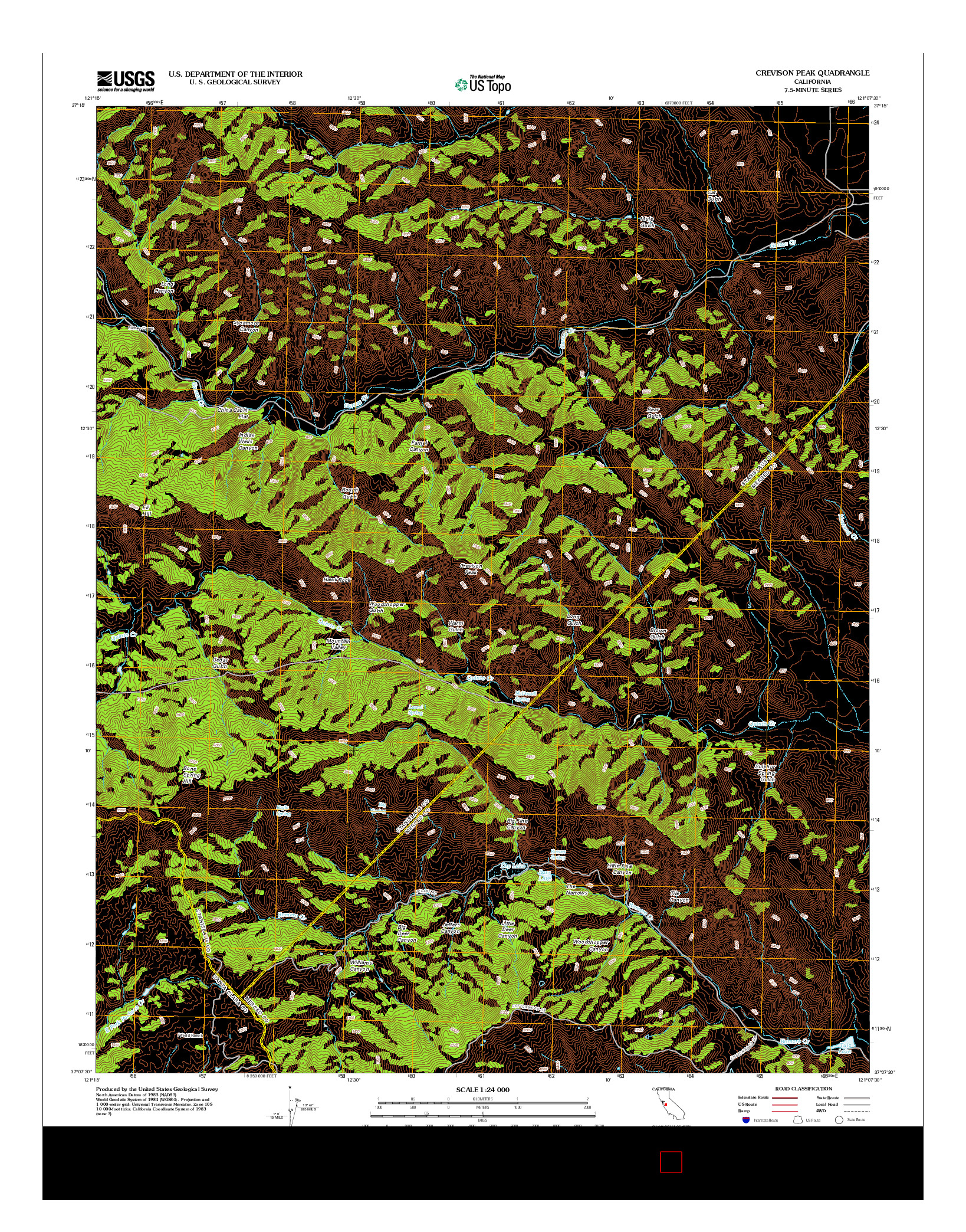 USGS US TOPO 7.5-MINUTE MAP FOR CREVISON PEAK, CA 2012