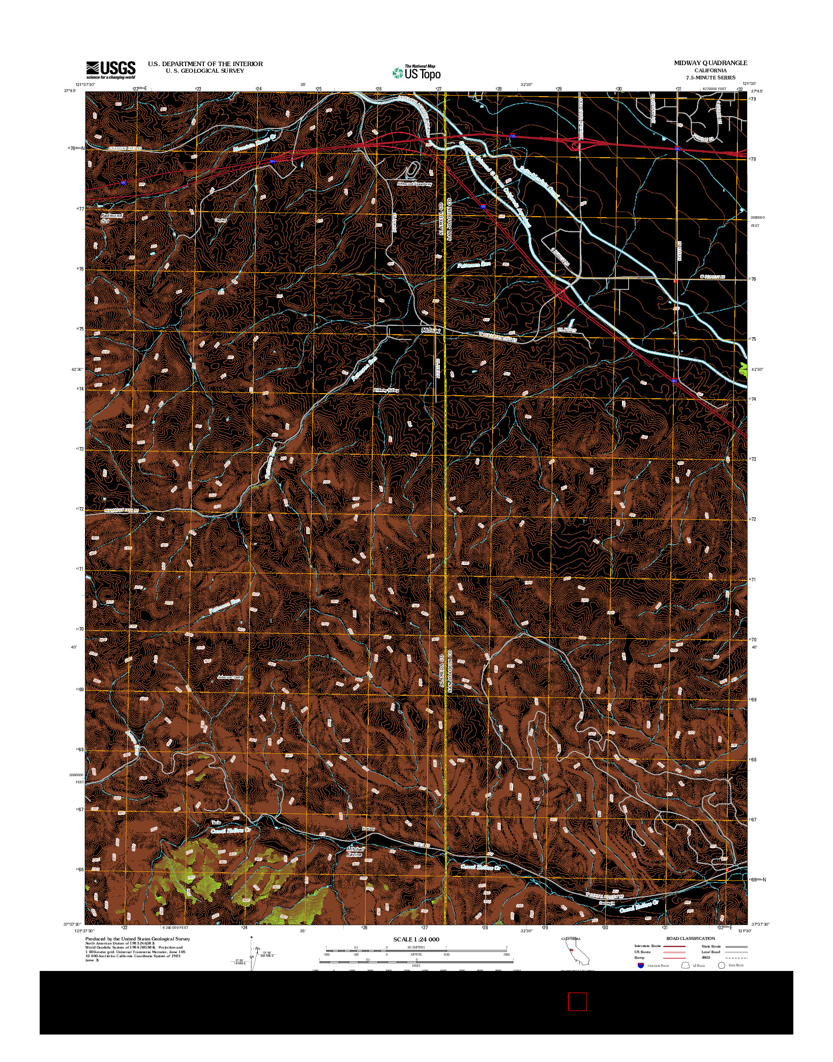 USGS US TOPO 7.5-MINUTE MAP FOR MIDWAY, CA 2012