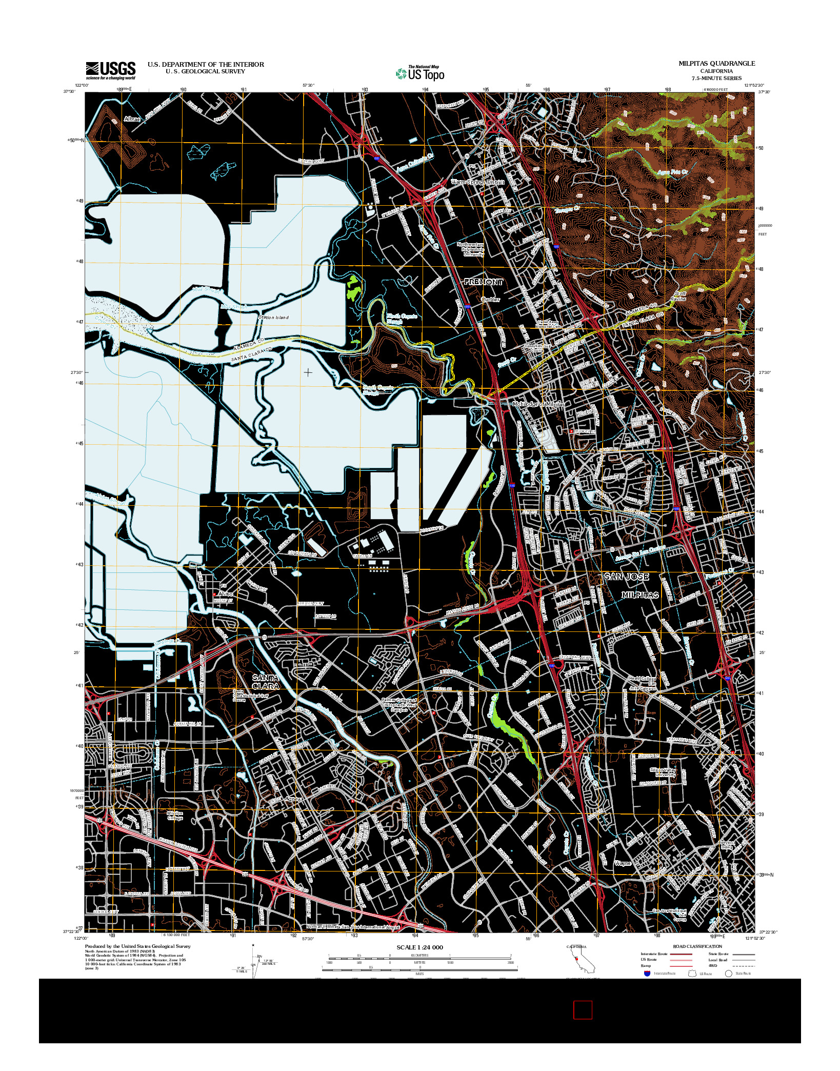 USGS US TOPO 7.5-MINUTE MAP FOR MILPITAS, CA 2012