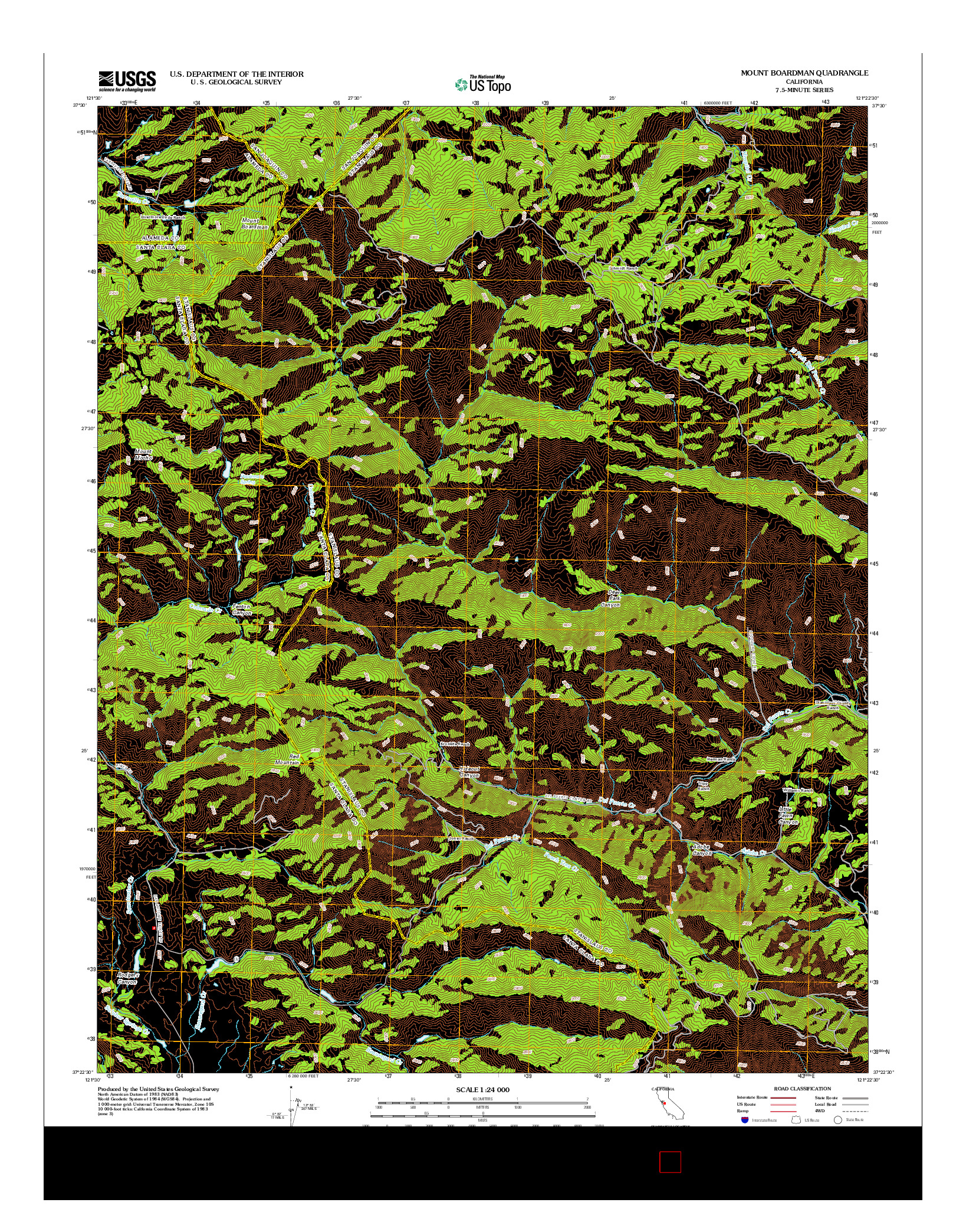 USGS US TOPO 7.5-MINUTE MAP FOR MOUNT BOARDMAN, CA 2012