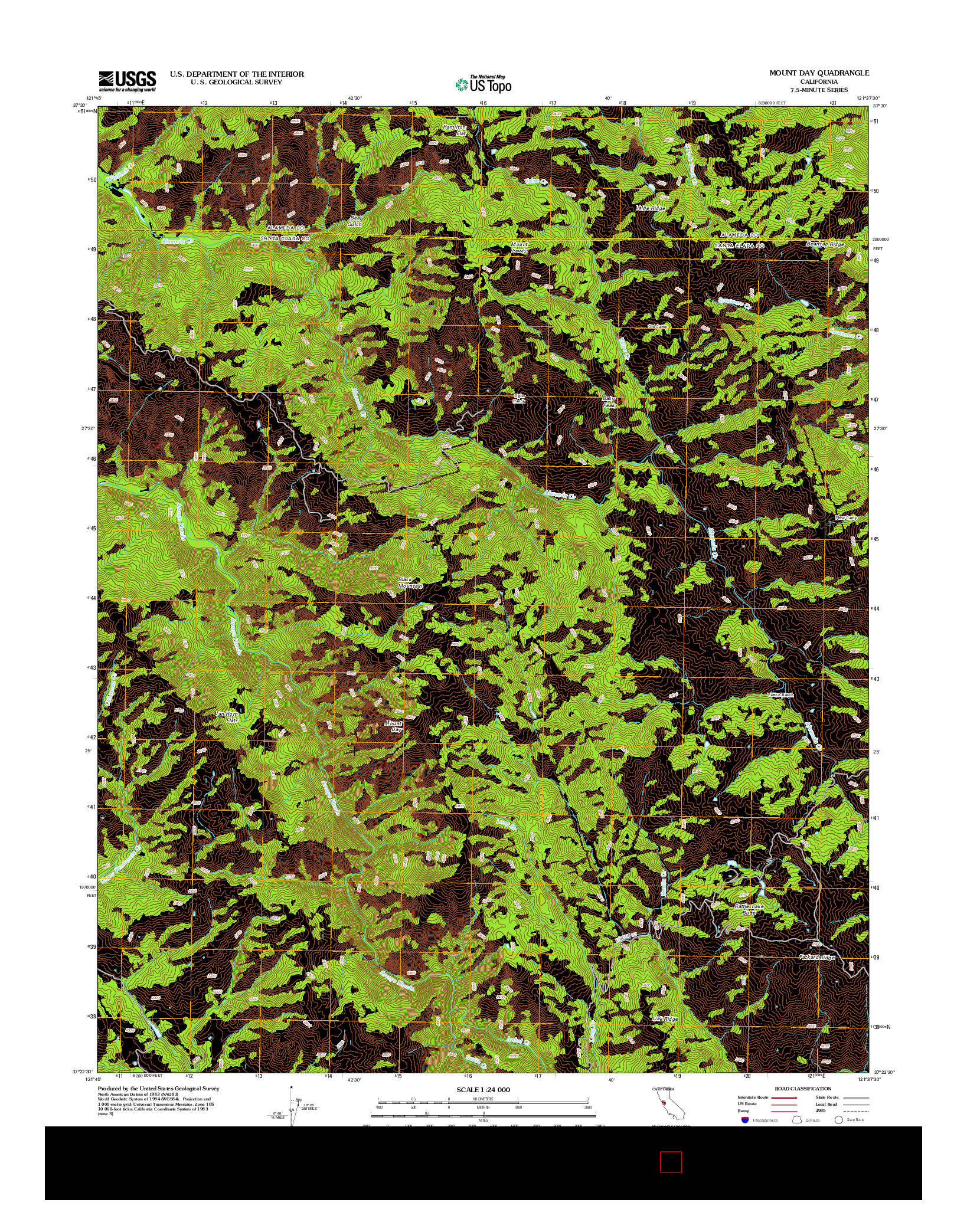 USGS US TOPO 7.5-MINUTE MAP FOR MOUNT DAY, CA 2012