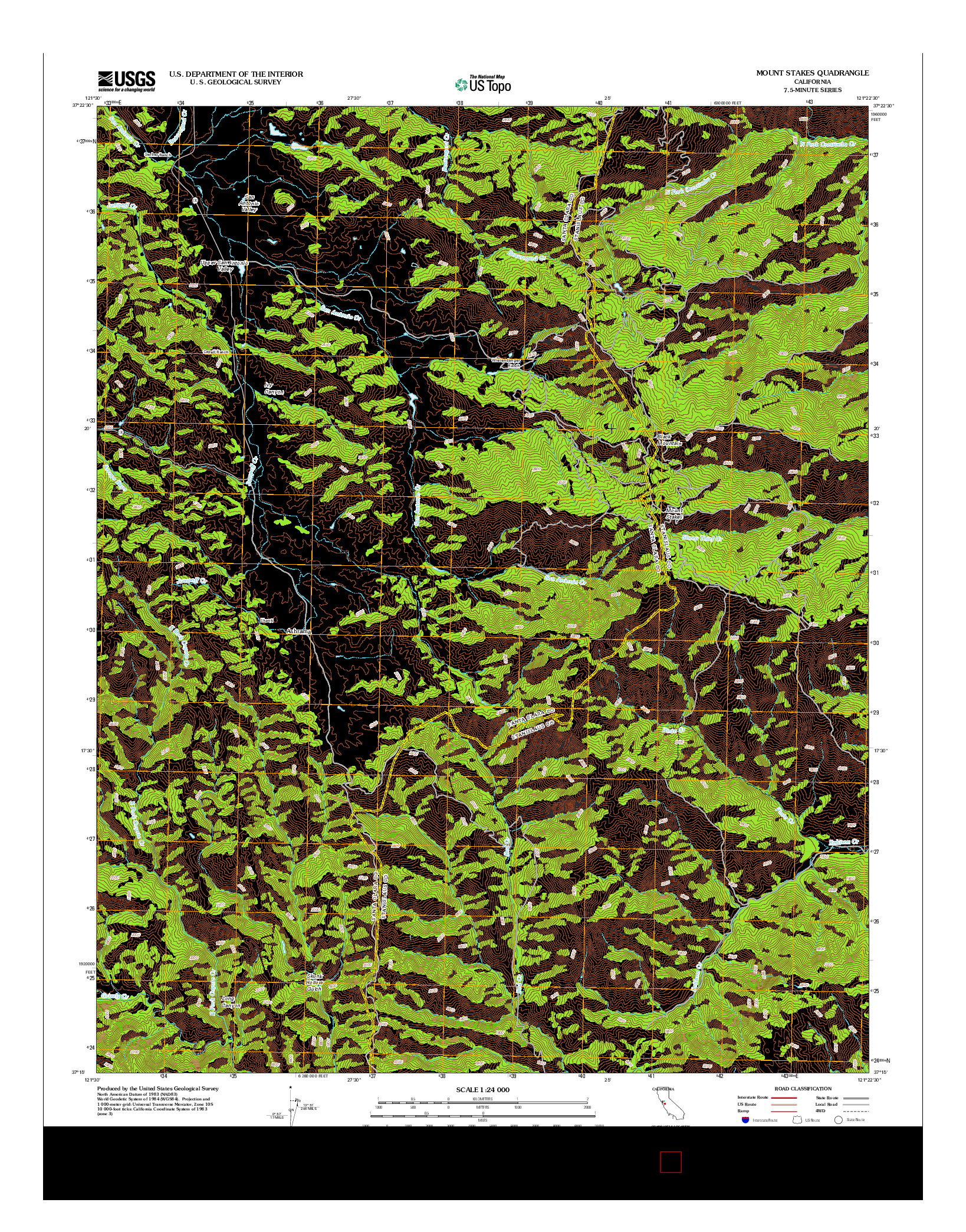 USGS US TOPO 7.5-MINUTE MAP FOR MOUNT STAKES, CA 2012