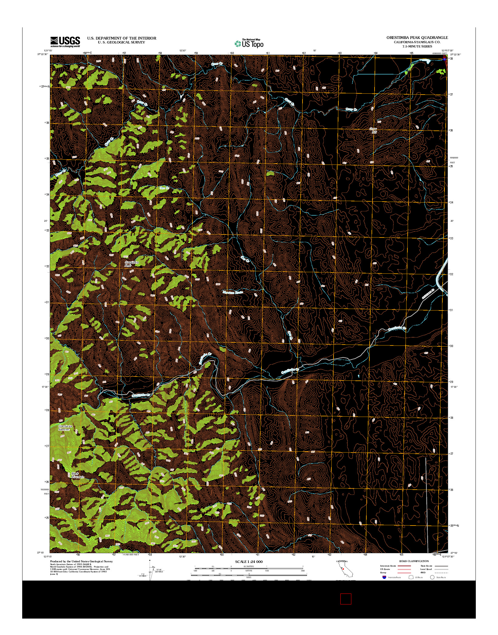 USGS US TOPO 7.5-MINUTE MAP FOR ORESTIMBA PEAK, CA 2012