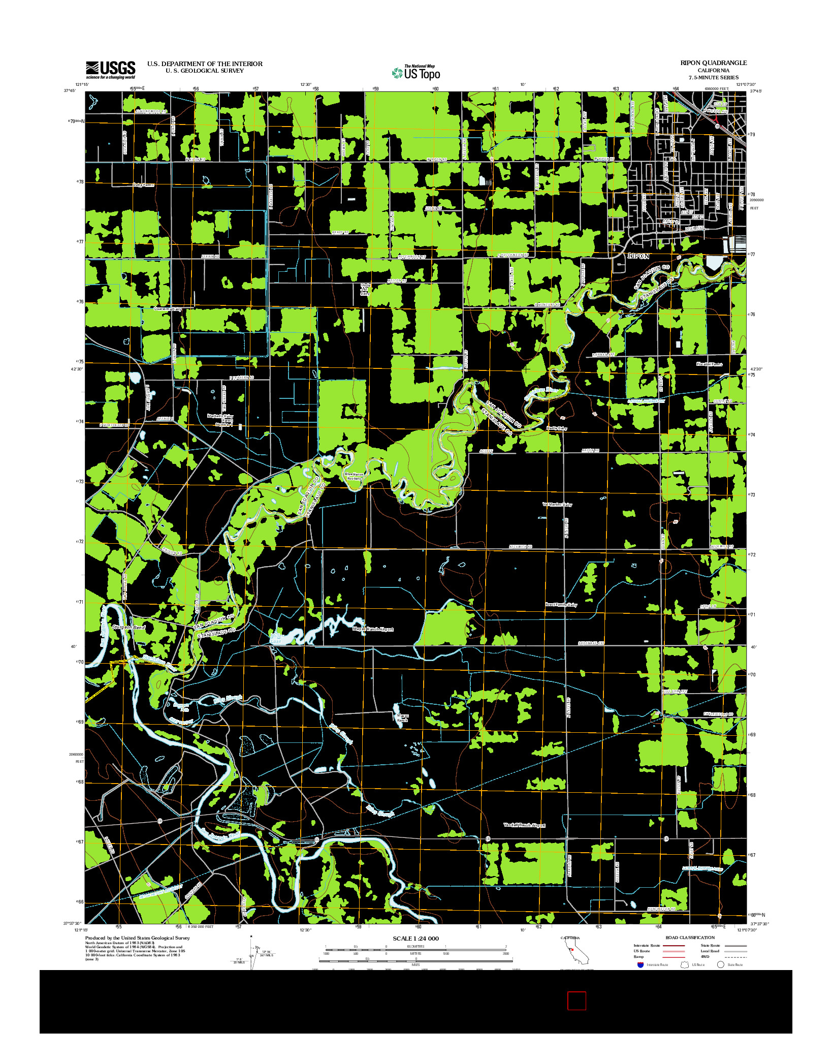 USGS US TOPO 7.5-MINUTE MAP FOR RIPON, CA 2012